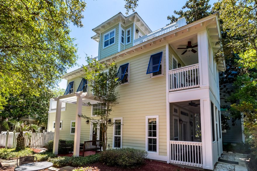 Florida cottage south of 30A in lovely gated, Gulf front community is ready for a new owner. The private pool and location only steps to deeded Gulf front community beach access make this cottage attractive for short term rentals or a second home/investment property. This cottage boasts 3 bedrooms, 3 baths, a tower room and numerous decks along with a ground level screened porch. Hardwood or tile flooring throughout the home which features an open first floor, first floor bedroom and lovely outdoor space. Kitchen has maple cabinets and granite countertops with stainless appliances and opens nicely to the two-story foyer and dining and living areas. Opportunity to add your decorating and paint choices to this classic 30A cottage. Convenient location near Gulf Place and Shunk Gulley.