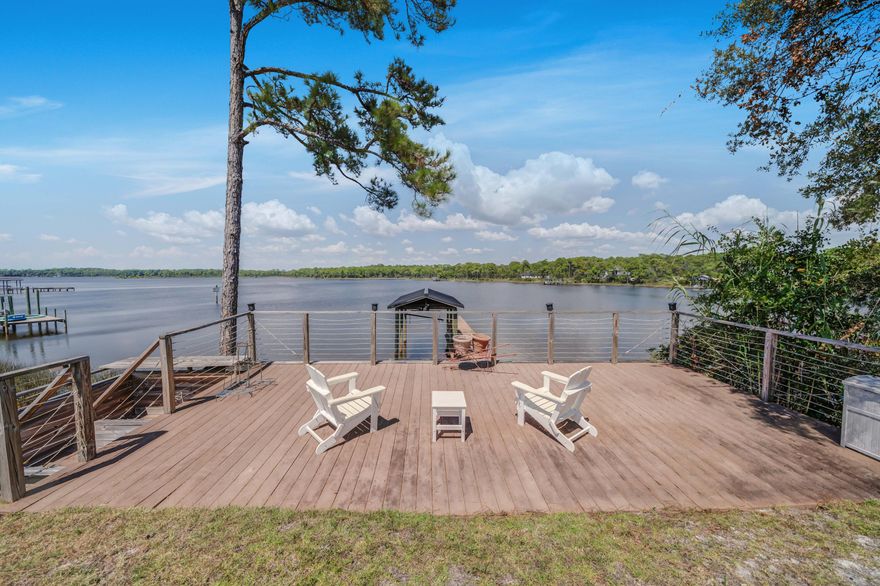 Lakefront living on Lake Powell! Bring your boat, jet skis, and paddleboards...your waterfront lifestyle awaits! This 3 bedroom, 3 full bath home at 21926 Lakeview Drive sits directly on Lake Powell, Florida's largest coastal dune lake. This is the perfect location on the west end, just minutes from the sugar-white beaches of Panama City Beach, Inlet Beach, and 30A. Enjoy elevated views of the water from the living room, dining area, and master suite. Features include a metal roof, luxury vinyl plank flooring, spacious back deck, private boat dock, and a 2-car garage. Recent updates make this home move-in ready: including freshly painted roof, custom slider that opens all the way to back deck, updated bathrooms, brand-new kitchen appliances (never even used!), and more!  This rare and tranquil lakefront setting allows you to kayak or paddleboard all the way to the Gulf! Enjoy lakefront living with no HOA, and a tucked away location that is private, yet also so close to the shopping, dining and activities of Inlet Beach, 30A and Panama City Beach. This home is offered furnished, so move right in - perfect for full-time residence, vacation getaway, or rental investment. Short term rental allowed! Don't miss this opportunity to own a piece of waterfront paradise - schedule your showing today!