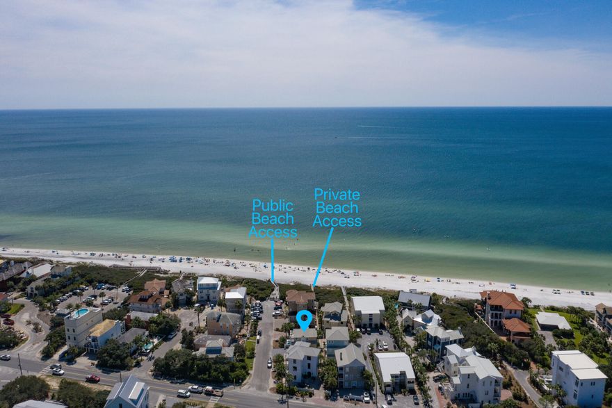 This is the home and the VIEWS you've been waiting for!  South of 30a in the heart of SEAGROVE Beach and one mile from SEASIDE! Located just one row back from Gulf-front, allows for water views from all floors and some of the easiest access to the beach anywhere on 30A. This neighborhood boasts a private boardwalk/walkover to the beach that is literally steps from your front door with NO HOA. This beautifully updated and fully furnished home welcomes you into your living space with dining and gourmet kitchen right off your private pool. On the second floor you'll find 3 bedrooms and seating area, the highlight of this home is the 3rd floor Master Suite that was professionally designed to feature the Gulf Views from every space in the room.