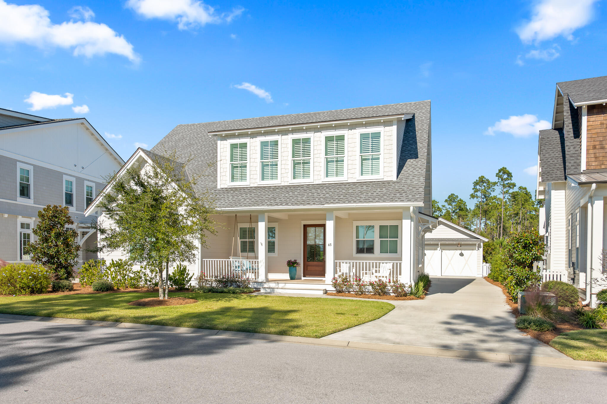 This custom-built coastal residence, ideally located in the private setting of the Passages community of Watersound Origins, was designed for the relaxing and peaceful living that defines our renowned coastal communities. Constructed by reputable local builder, Dune Construction, the residence boasts a spacious open floor plan, providing an inviting living space with an abundant flow of natural light throughout the home. Park spaces on both the front and the back of the home give an added level of quiet privacy. The chef's kitchen features a charming breakfast nook, pantry, and large center island opening into a stunning great room with a fire place,custom cabinetry, high-end appliances including Wolf range and microwave, Sub-Zero refrigerator, Scotsman icemaker and Asko dishwasher.