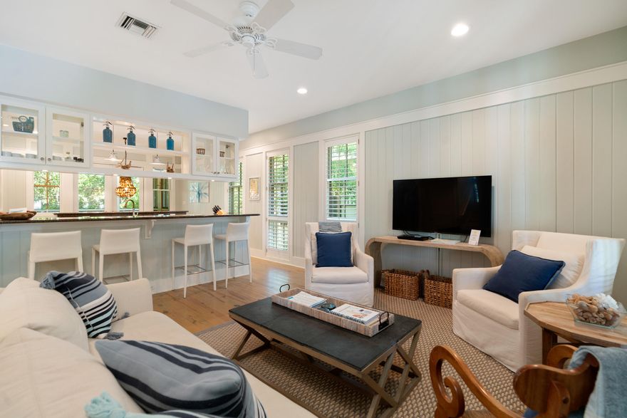 This 4 bed 3 bath Florida Beach cottage located in the Tennis District of Phase 1 of Watercolor has many advantages! Close to Tennis Courts and Camp Watercolor as well as Seaside. The porches in the front and back are the perfect size to enjoy family time. Great flow as you enter with open family room and kitchen connected to both front and back porch.First floor master bedroom The galley style kitchen is equipped with stainless steel appliances and over looks the spacious open living/dining area. An additional bedroom with ensuite bathroom completes the first floor. The second floor of the home offers an additional bedroom and also a bunk room that the kids will love!