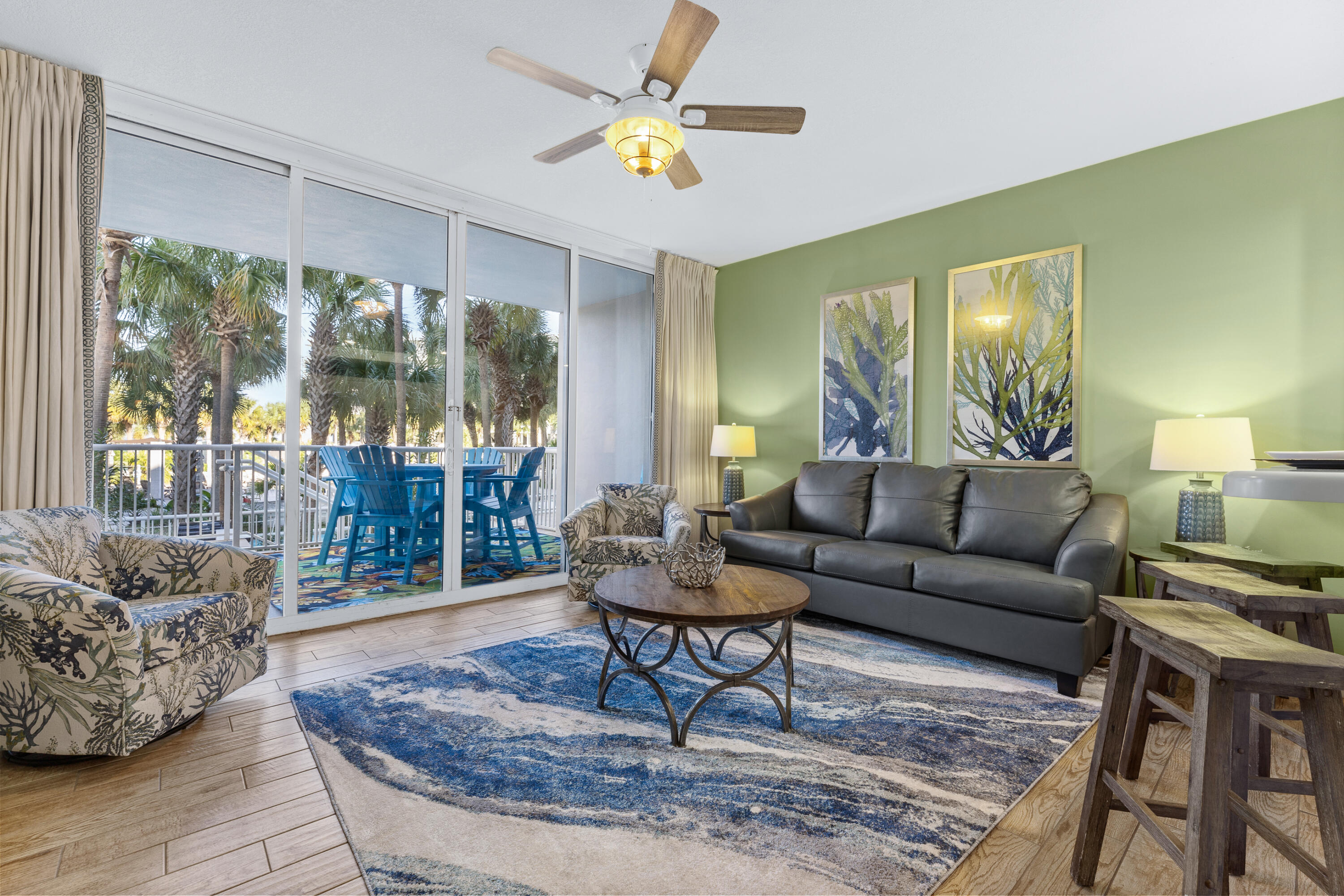 Embrace the ultimate beach lifestyle in this beautiful condo, offering direct access to both the beach and the Bay. This spacious unit features a large en suite bedroom, a charming bunk area with a full bathroom, and an open kitchen that seamlessly flows into the living room. Step outside onto the covered private balcony, where you'll be treated to stunning views of the Lazy River lagoon pool--perfect for relaxation. From the balcony, you'll have easy access to all the Bayside amenities, enhancing your daily living experience. Additionally, this exclusive property includes a generous private garage, perfect for storing a vehicle, beach gear, and water toys. Destin West is a well-maintained resort that offers many amenities from both the Gulfside and Bayside. This condo is ideal for a beach getaway or as an investment property, offering both luxury and rental potential. Sold fully furnished, rental ready & sellers will contribute $5,000 towards buyers closing cost!
