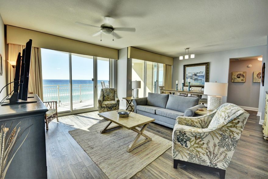 Conveniently located on the 3rd floor at Aqua, you don't need to take the elevator to get to this impressive updated condo once you cross the pedestrian bridge from the parking garage. Freshly painted and new high end LVT floors installed in Fall of 2019, this condo is ready for your beach front dreams. Sold fully furnished and rental ready. 1099 for 2019 was $54,678.00 paid directly to owner. 302 Aqua comes with Coastal Green Air monitoring to help reduce energy costs. Sensors on doors and windows will shut off hvac if a guest is leaving doors open while cooling or heating.