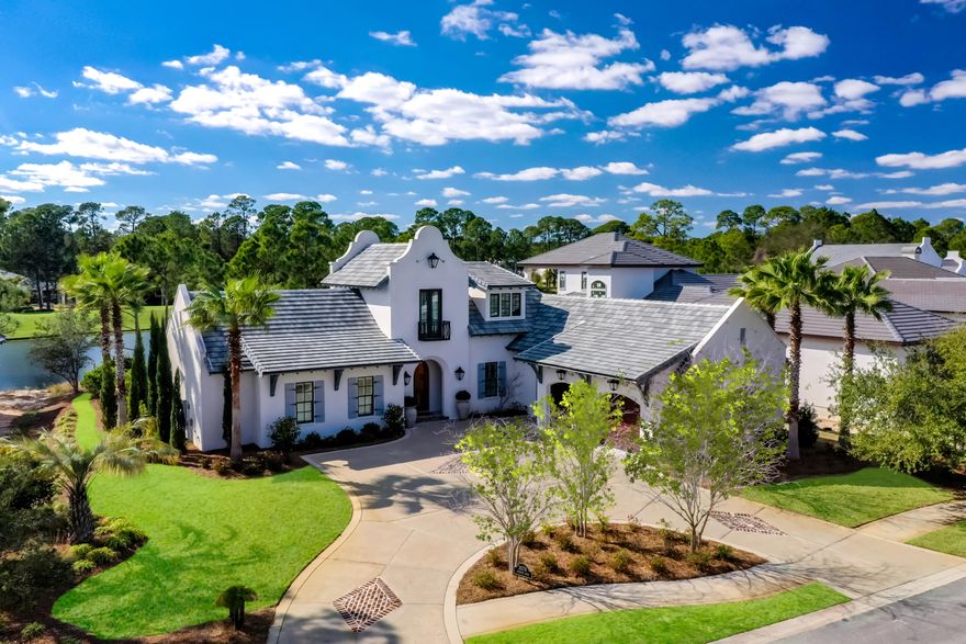 Situated on the 4th hole of the Burnt Pine golf course, this Alys Beach inspired home is being offered fully furnished & move in ready. Located inside the gates of the exclusive Burnt Pine community of Sandestin, the open floor plan features three bedrooms and a flex space too fit all your needs. With numerous large windows, natural light floods the house and gives way to spectacular views of the lake & Burnt Pine Golf Course. Take in the views in the master suite where you can find an over sized walk in closet. The master bathroom boasts of relaxation with a custom bathtub, split vanities, and large walk-in shower.