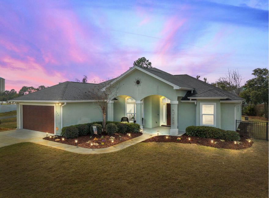 Nestled on a quiet cul-de-sac in the desirable Summerwood neighborhood, this spacious 4-bedroom, 2 bath home is located w/in 3 blocks to our beautiful emerald-blue waters & white sandy beaches & just a half a mile to Pier Park in Panama City Beach. Home highlights include: a peaceful enclosed sunroom, 10 ft. ceilings, french doors, hard wood flooring, crown molding. Natural light fills the rooms along with coastal-inspired, updated lighting fixtures throughout. The craftsman-style kitchen offers plenty of cabinet storage along with the pantry. Enjoy cooking in this beautiful kitchen, equipped with stainless steel appliances, & plenty of granite counter space. The kitchen is open to the living room from the breakfast bar which flows out to the sunroom.The split floor plan is perfect for