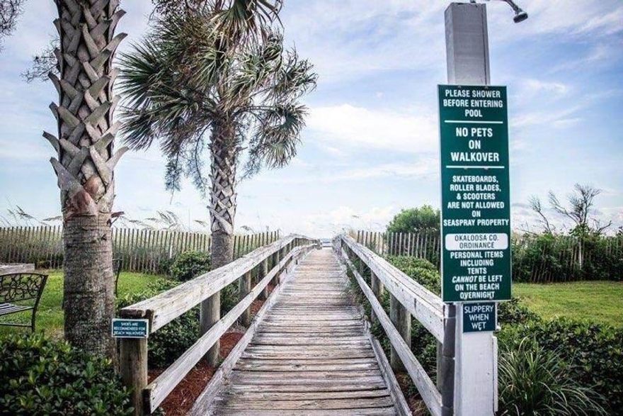 HUNNY, STOP THE CAR!!! This turn-key unit is mere STEPS to the deeded and gated beach access of the pristine Okaloosa Island. Guests of Seaspray tend to be loyal and frequent repeat tenants!Seaspray is close enough to the action of Okaloosa Island, Fort Walton Beach, and Destin that your unit will be incorporated in all search results for these areas when tenants go to book.Great for a seasoned or new investor!