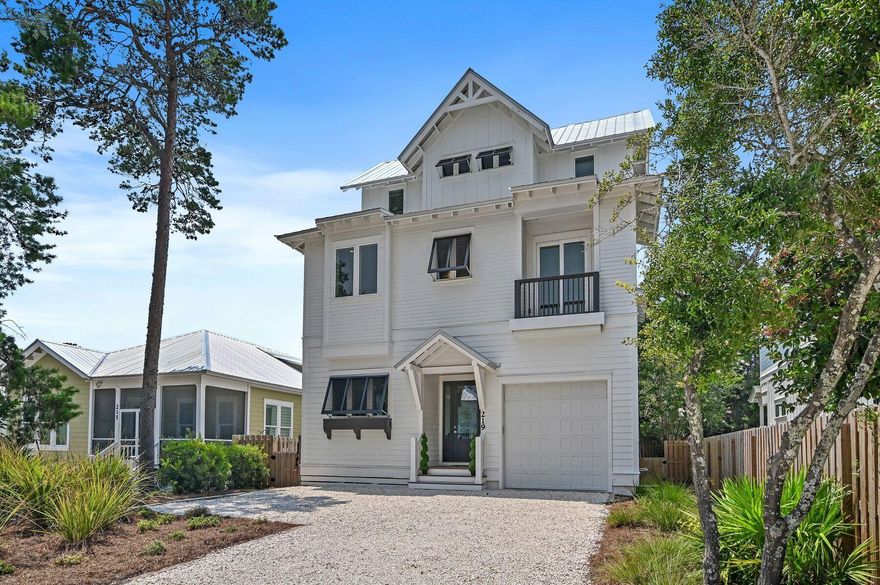 Discover coastal living with this exquisite new construction, perfectly nestled just a short stroll from the famous Emerald Coast beaches. This home is an entertainer's dream, offering spacious interiors drenched in natural light and adorned with premium finishes. Step inside to find a gourmet kitchen outfitted with custom cabinetry, quartz countertops, a luxury appliance suite with a gas range, a generous pantry, and a wet bar. The seamless flow into the backyard oasis, bordered by lush vegetation, reveals a private heated pool, creating an idyllic setting for year-round family gatherings.The third level presents the main suite, a true sanctuary featuring a private balcony to savor the gulf breeze. The spa-like en-suite includes a soaking tub, walk-in shower, and dual vanities. The second level offers an additional main suite and three elegantly appointed guest suites, while the first floor will charm with custom-built bunks. Positioned less than 0.3 miles from the Eastern Lake Neighborhood Beach Access, the property is perfectly placed to enjoy the rare Coastal Dune Lake views. Beachgoers will appreciate amenities like a wash-off station, bike rack, and the new Eastern Lake parking project, providing extra bike, golf cart, and vehicle spots. With its brand-new construction and significant rental potential, 219 Dalton Drive is a remarkable opportunity for investors and full-time residents alike. Don't miss the chance to embrace the coastal lifestyle you deserve.

