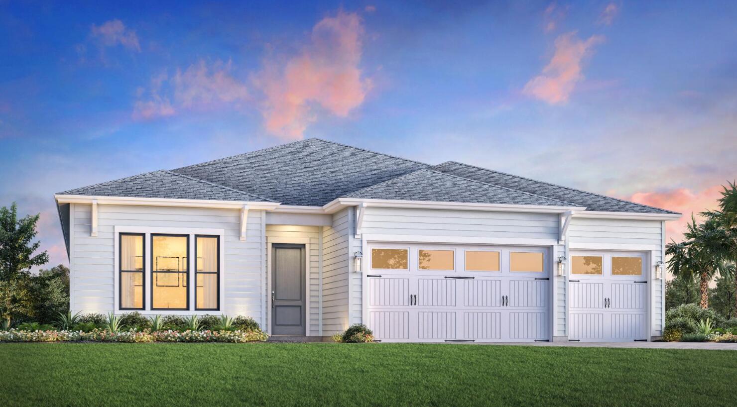 Sandy floor plan. Coastal front elevation