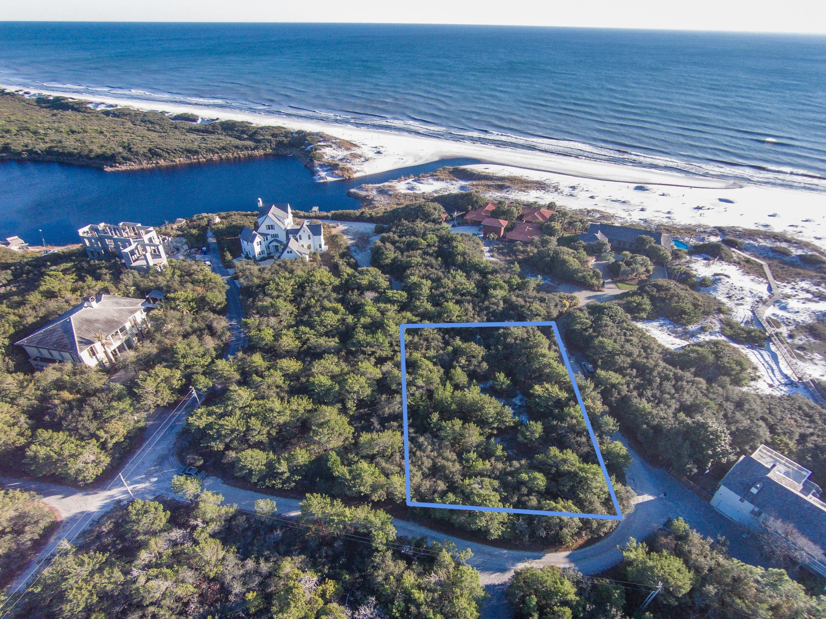 GULF VIEWS*special 1/2 acre homesite in Bannerman Beach a small gated enclave along Little Redfish Lake and the Gulf of Mexico * A welcomed escape * well preserved and secluded wooded setting of native foliage * Beach and Lake Access *On south side of Scenic 30-A between Grayton and Blue Mountain Beach. Approx elev. is 16ft on bluff. Don't miss this one! Buyer to verify all dimensions and info.