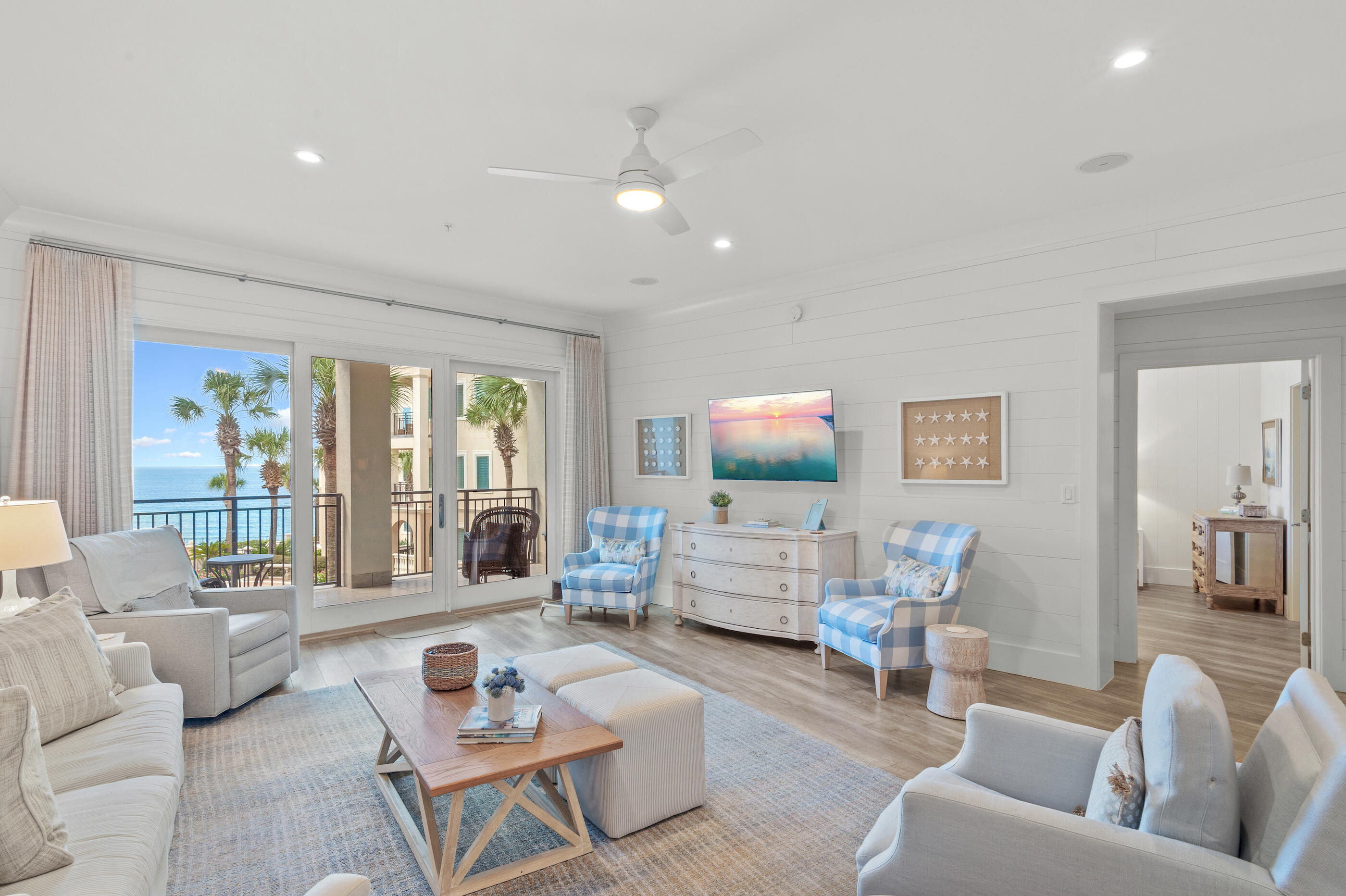 Presenting the most highly sought-after, completely renovated B Building unit at Bella Vita! Its 239 sq ft balcony offers breathtaking views of the Gulf, pool, and Piazza. Every detail impresses with luxury LVP flooring to the shiplap, new interior doors, and sleek hardware. Kitchen, living, and dining areas have been redesigned to create a more open, welcoming space. The custom kitchen, straight out of Coastal Living Magazine, features the latest upgrades, including new countertops, dishwasher, microwave, custom hood range, and backsplash. Bathrooms, fully updated, including a stunning master bath transformation. Furnishings and accessories, from top-tier brands like Serena & Lily, include custom-made couches, chairs, and beds. Refer to the documents tab for a complete list of upgrades.