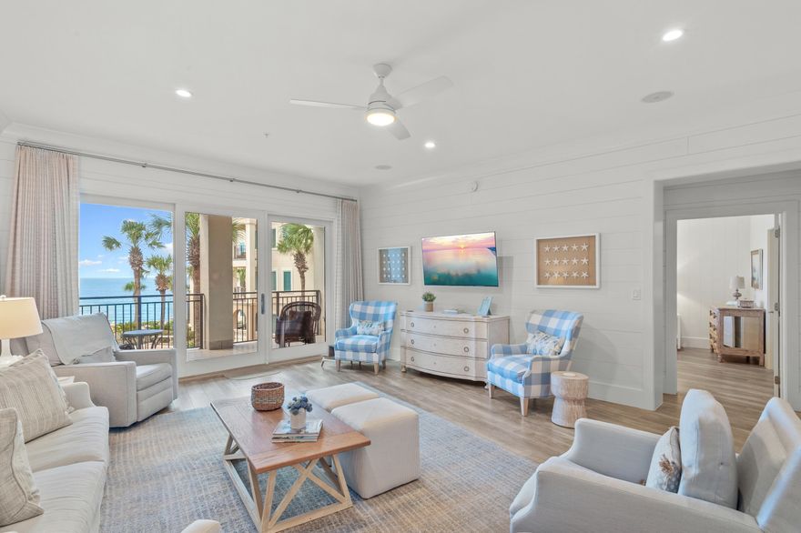 Presenting the most highly sought-after, completely renovated B Building unit at Bella Vita! Its 239 sq ft balcony offers breathtaking views of the Gulf, pool, and Piazza. Every detail impresses with luxury LVP flooring to the shiplap, new interior doors, and sleek hardware. Kitchen, living, and dining areas have been redesigned to create a more open, welcoming space. The custom kitchen, straight out of Coastal Living Magazine, features the latest upgrades, including new countertops, dishwasher, microwave, custom hood range, and backsplash. Bathrooms, fully updated, including a stunning master bath transformation. Furnishings and accessories, from top-tier brands like Serena & Lily, include custom-made couches, chairs, and beds. Refer to the documents tab for a complete list of upgrades.