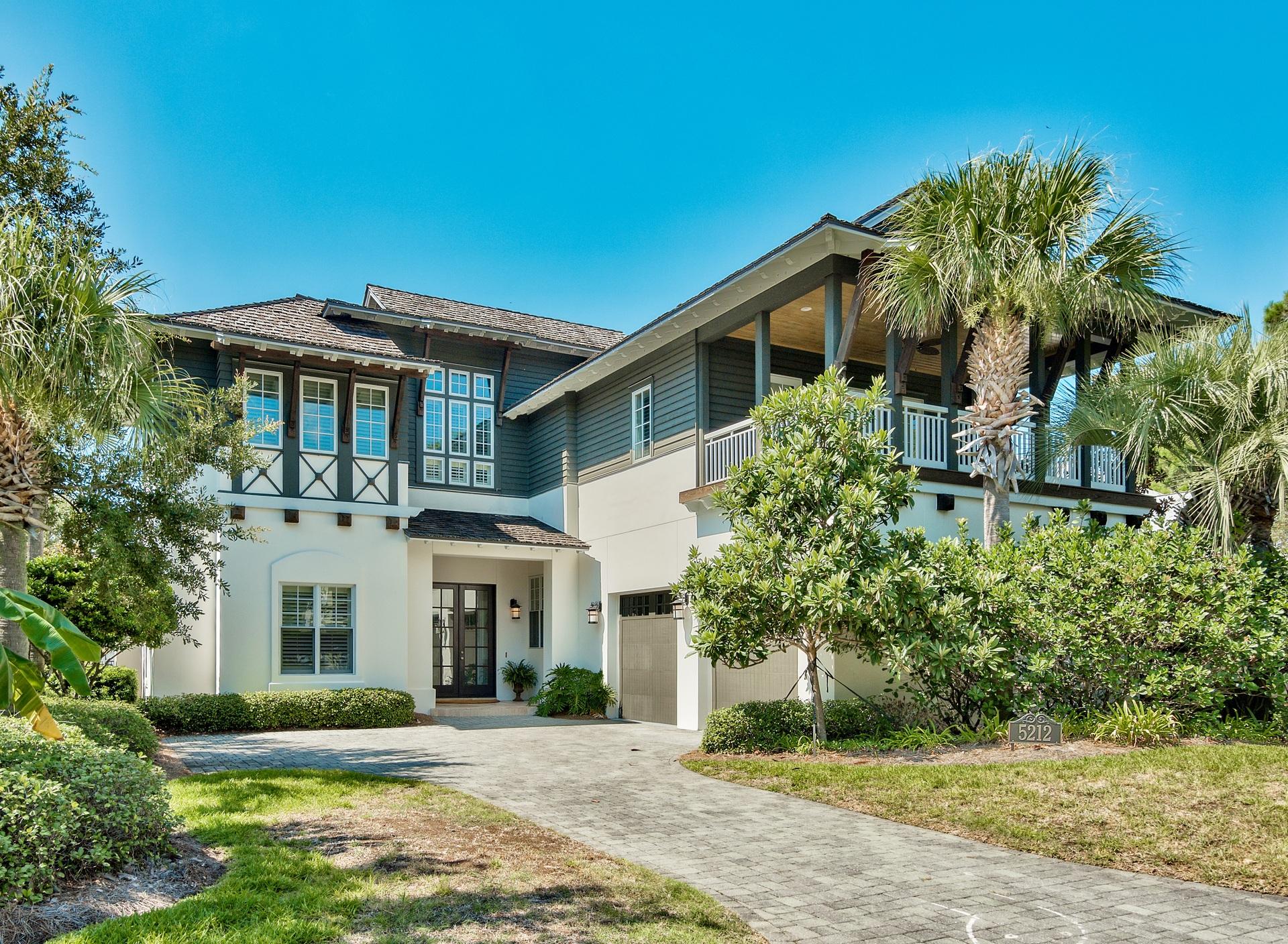 Island Estates is an exclusive, gated community of estate homes located on the beach side of Sandestin Golf & Beach Resort. All homes are designed in a West Indies vernacular to compliment each other. This estate offers a fenced in back yard with an in-ground pool, covered lanai, and tranquil views of Horseshoe Lake. Exterior materials include stucco, hardwood siding, cedar shingles, cobblestone pavers, and a mahogany front door. Interior finishes include walnut wood flooring, Travertine porcelain tile, stainless steel appliances, granite countertops and additional features too numerous to mention. The master retreat along with a guest bedroom are located on the 1st floor with an additional living area and 2 bedrooms on the 2nd.