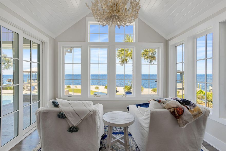 **NEWLY ADDED BEDROOM, WETBAR, FULL BATH, & FLEX SPACE**Photos Coming Soon Of New Renovations37 Driftwood Court is a rare offering in Santa Rosa Beach, delivering a truly one-of-a-kind waterfront lifestyle. Positioned on a private peninsula with 178 feet of deepwater frontage, this custom-built estate captures sweeping 180-degree bay views and boasts the deepest water access in the area--over 5.5 feet, ideal for boating enthusiasts. This property features a newly renovated upstairs suite complete with a wet bar, full bathroom, and home office or home gym flex space complete with water views. Set in an exclusive five-home cul-de-sac, this property offers peaceful year-round living just minutes from Grand Boulevard and Scenic Highway 30A. From the moment you enter, you're greeted by 20-foot ceilings in the great room and floor-to-ceiling windows that flood the home with natural light and showcase spectacular sunset vistas.

The home spans 5,027 square feet, featuring 5 bedrooms, 5 bathrooms, two additional half baths, and an open-concept main level built for entertainingcomfortably accommodating up to 40 guests. The chef's kitchen, remodeled in 2022, includes a Wolf 48" dual fuel range, Sub-Zero refrigerator, dual dishwashers, and a walk-in butler's pantry with an ice maker and wet bar.

The primary suite on the first floor serves as a private sanctuary, complete with an infrared sauna, spa-style wet room, California closet, sitting room with 180?? water views, and direct access to the pool deck.

Upstairs, two guest suites offer ensuite baths, while a a newly constructed mother-in-law suite adds even more flexibility and function. It features a spacious bedroom or gym, a private coffee bar with a mini fridge, sink, and pot filler, a full private bath, and an additional 10'x12' flex room ideal for guests or additional office space.

Outdoor living is centered around a heated saltwater pool and spa, a newly added natural gas outdoor kitchen, and a private white sand beach area with both sunrise and sunset views. The oversized garage with epoxy floors and room for two vehicles as well as an additional 5'x10' bump out for additional storage rounds out this exceptional property. The parking in the driveway can comfortably accommodate up to seven additional cars. 

