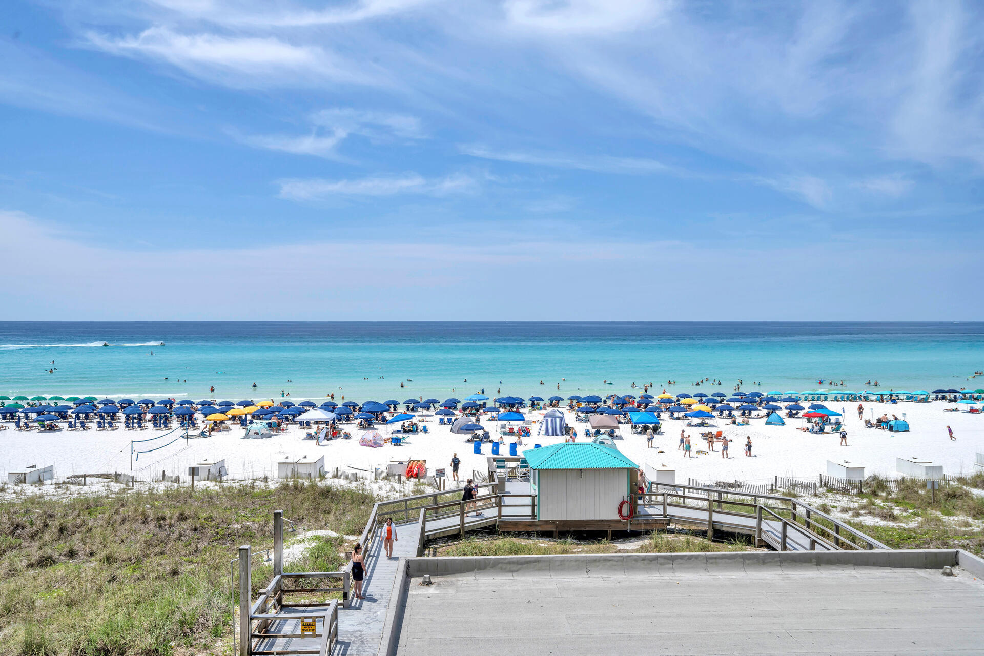 NEW HVAC system and new beautiful microfiber couches. The views of the sugar white sand and crystalline green waters are magnificent from this lovely 1 bedroom 1.5 bath unit with hall bunk beds. The views are direct & unobstructed. Pride of ownership is evident in this well-maintained unit. The unit features new cabinetry, granite counter tops and large tile floors. The property grossed 48,134.04 in 2021, 44,775.07 in 2022 and $33523.74 in 2023. The property is close to great shopping, dining, movie theaters & many other amenities that the area has to offer.For the golfing enthusiast, there are many public courses in the area. The Sundestin complex has a fitness center, indoor and outdoor pools, BBQ grills, whirlpool and much more. This unit is a must to see! Come enjoy paradise!! For the fisherman or boat lover, the Destin Harbor offers many charter boats and rental pontoons for your enjoyment while staying on the Emerald Coast. Buyer to verify all dimensions.