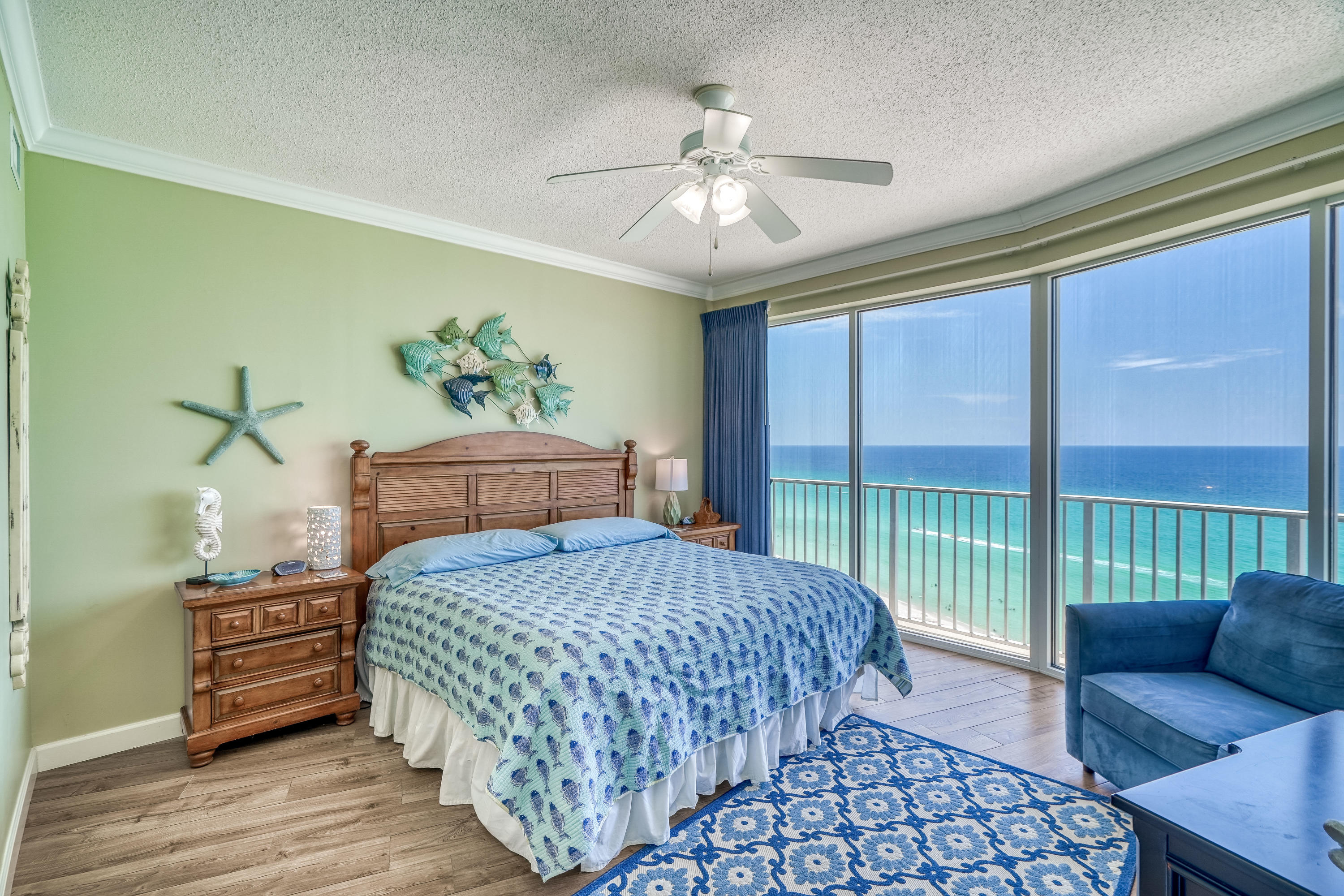 BEST PRICED 2 BR AT BOARDWALK! This low floor 2 BR condo at Boardwalk will not last long! Enjoy beach views from the kitchen, dining, living room and master bedroom. The master bedroom features huge windows and direct access to the balcony. Boardwalk 1103 features no carpet, a large open kitchen with thick granite countertops and backsplash, 9 ft ceilings, crown molding and more! This 22 story Gulf Front condominium is located in the heart of Panama City Beach. The resort is surrounded by restaurants, golf, nightlife, shopping and family attractions. Boardwalk is a luxury resort and features amenities such as a 2,500 sf zero entry pool (seasonally heated), two beach front hot tubs, Gulf front fitness facility, lavish pool deck, Splash Zone children's pool area, sauna, steam room,