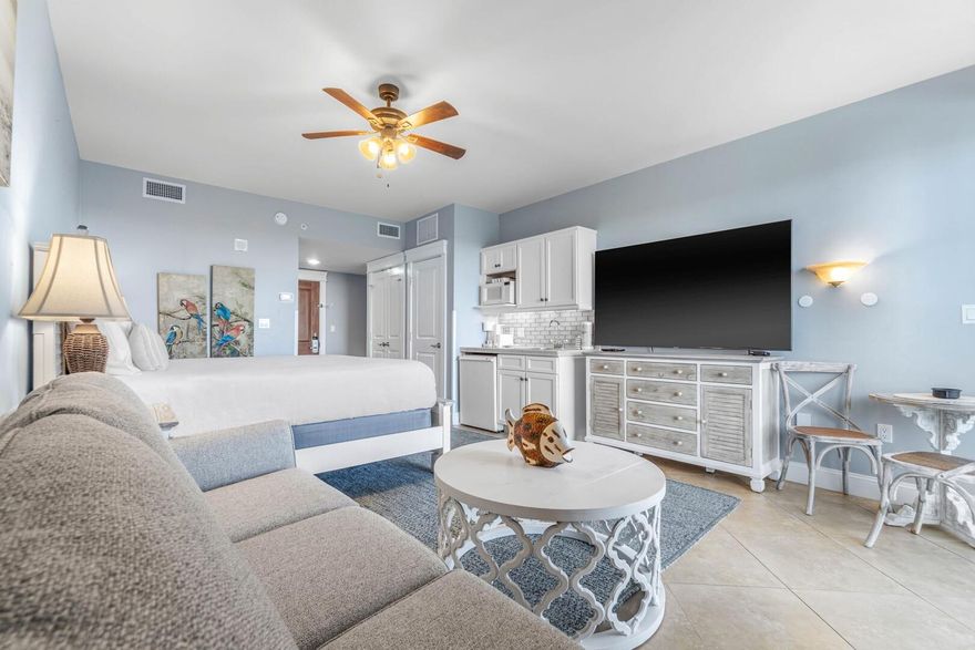 This studio boasts a comfortable king-sized bed and a convenient sleeper sofa, all within a delightful open space. The kitchenette offers convenience with a microwave, dishwasher, and fridge. The bathroom features a spacious tub/shower combo, while the balcony provides serene views to enjoy.Explore the unique amenities that set Sandestin apart. The resort features over seven miles of pristine beaches and bayfront, four championship golf courses, 15 top-notch tennis courts, a 226-slip marina, a fitness center, a spa, and dining options from celebrity chefs. Discover the charm of The Village of Baytowne Wharf with its pedestrian-friendly shops, restaurants, and entertainment venues.