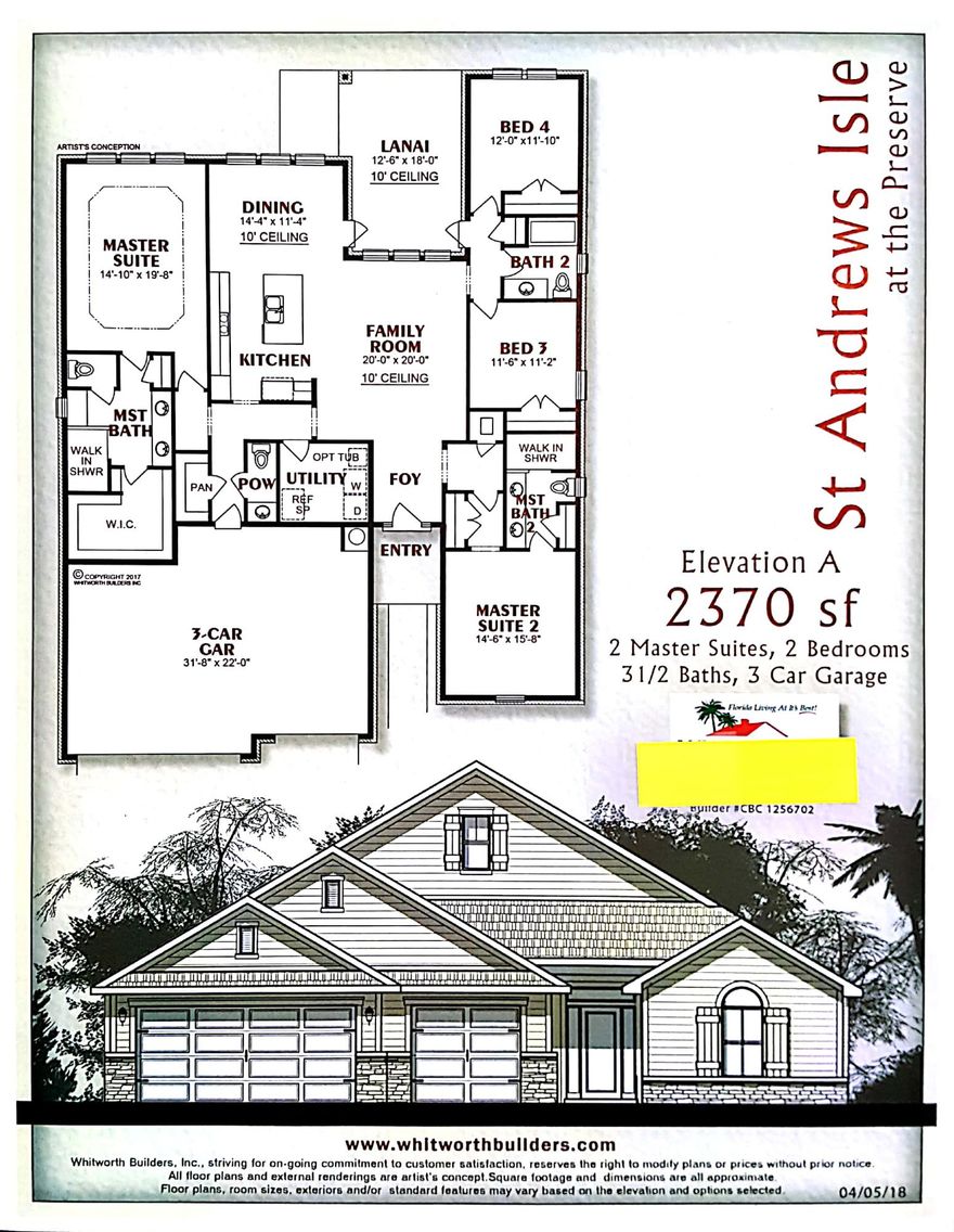 FREE SS side by side refrigerator and 2'' faux wood blinds on all functional windows offered by the builder on contract written by 03/31/2019!! READY FOR IMMEDIATE OCCUPANCY!! The Preserve in East Milton-25 minutes to the Navarre Beach & Hwy 98*Lot is 75 wide and 300 deep-Room for pool, detached garage, boat & RV* Community has public sewer, not septic* The St Andrews Isle plan is 4BR/3.5 Bath/3 car garage AND 2 Master suites!! * High ceilings; Kitchen: Granite Counter tops; Stainless steel appliances* Large cafe*2 Master suites: Trey ceiling* Spa like master baths w/fully tiled walk-in shower w/ double shower heads; and a Large Walk-in closet* Covered front entry and rear lanai