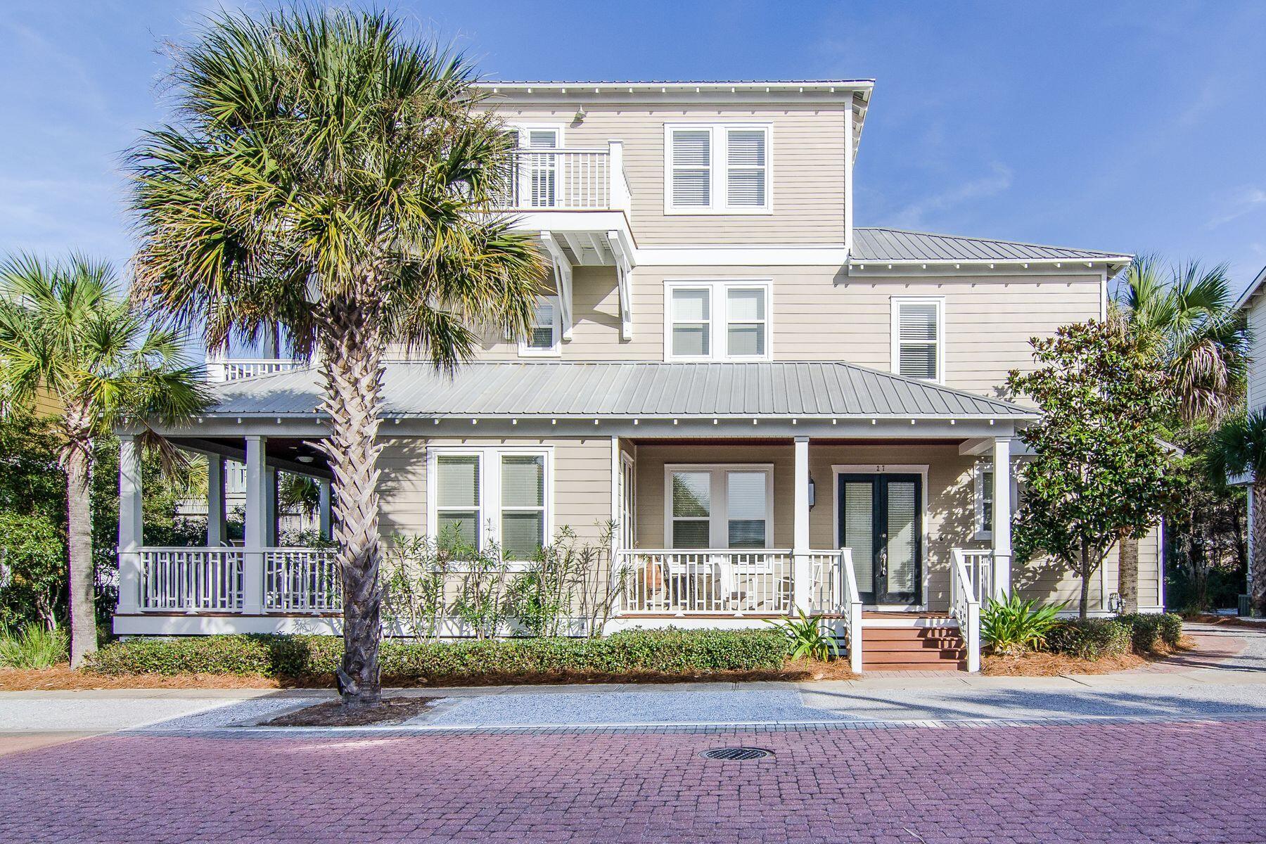 Well-Positioned Vacation Retreat in Seacrest Beach.  2022 Rental Projection $183,470. Perfectly positioned on the east end of 30A, this stunning three-story, five-bed, three-and-a-half-bath home more than capitalizes on its excellent location. The home is a short walk to fine dining, shopping and live entertainment in Peddler's Pavilion and Rosemary and Alys Beaches. This beautifully furnished home is located just steps away from the luxury 12,000-square-foot lagoon pool and fewer than 500 yards from a deeded beach access. This 2,903-sq.-ft. residence features two master bedrooms with en suite baths, great for multiple families vacationing together or as a second home with accommodations for guests.