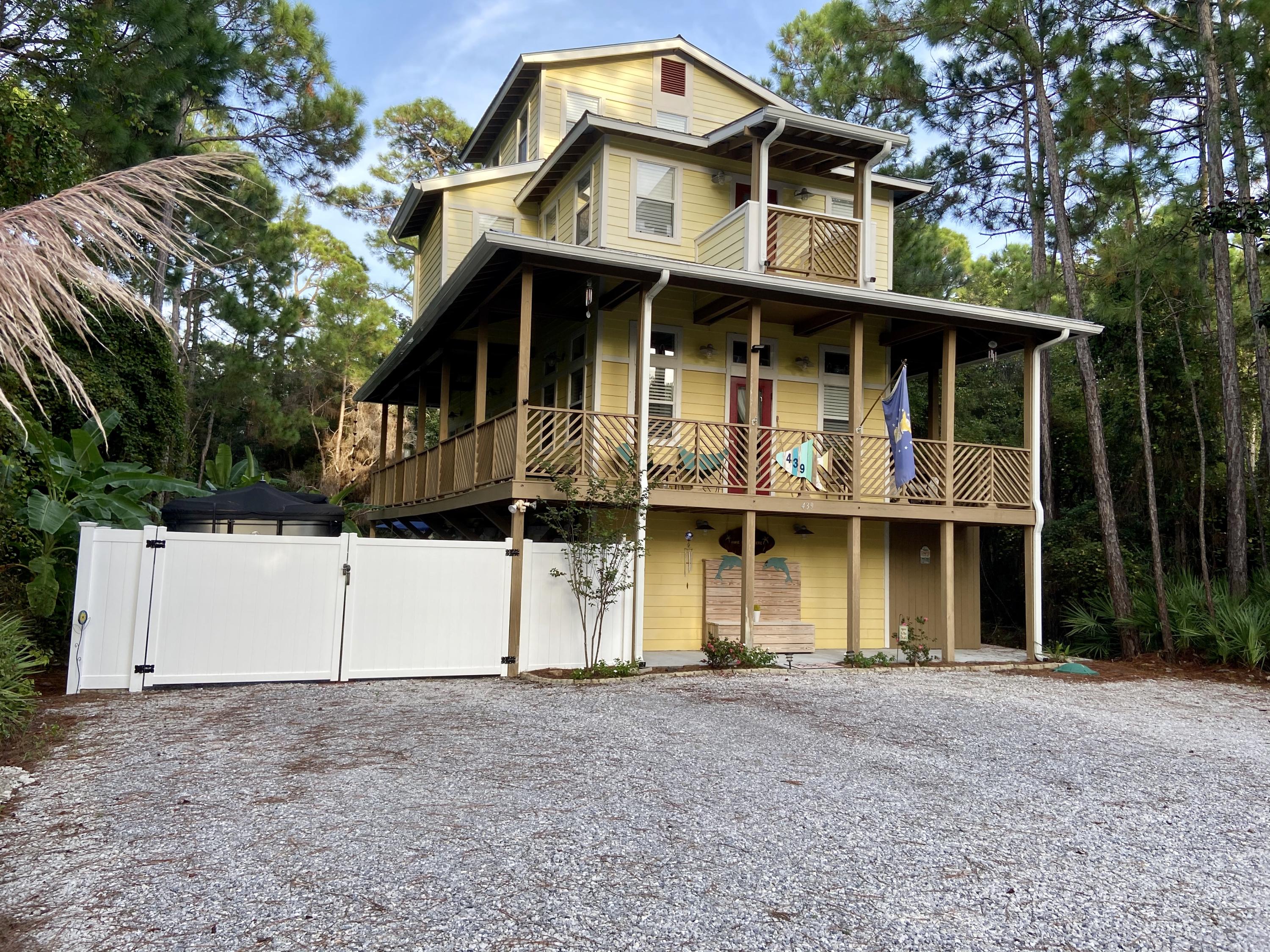 1/2 MILE WALK/DRIVE TO BEACH...PARK YOUR GOLF CART AND ENJOY ALL THAT 30 A HAS TO OFFER...DINE AND SHOP AT THE HUB, BUD AND ALLEYS, CAFE 30 A AND SEASIDE... JUST A SHORT WALK, BIKE RIDE OR GOLF CART RIDE AWAY...$68,000 ANNUAL INCOME PROJECTIONS... ENTIRE EXTERIOR OF HOME BEING REPAINTEDLive like you are on vacation year round... this home is a must see whether it is your primary residence, a second home or investment property. It is a private oasis nestled in the heart of highly sought after 30A. The exterior of the home is wrapped with balconies overlooking a resort style gunite, heated pool. A gas-fueled fire pit makes enjoying the grounds year-round a breeze. Banana and other citrus trees surrounding the property give it a tropical vibe. As you enter the home you immediately feel relaxed with the high ceilings, gorgeous hardwood floors and tons of natural light. There are plenty of bedrooms for overnight guests and a mother-in-law suite for long-term guests. Hurry make your appointment to view today. Information deemed reliable, buyer to verify details and square footage. More photos coming soon.