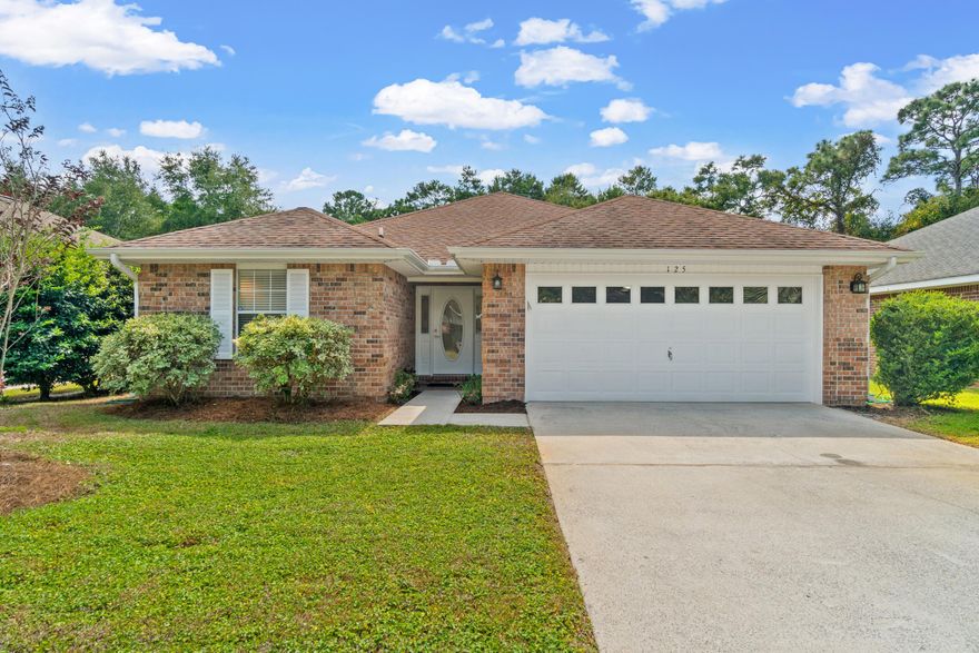 Welcome to 125 Bayou Landing, nestled perfectly in between Scenic Highway 30A and the spectacular sugar white sand beaches of the Emerald Coast.  Upon entering this spacious 3 bedroom, 2 bathroom brick home, you will notice the expansive open floor plan with vaulted ceilings and an abundance of living space. Featuring wood floors in the living room, stainless steel appliances, and updated hardware throughout to give this home a sleek finish.  Do you love patio life?  Well wait until you see the serene backyard oasis, with a private pool that will be the ultimate focal point of your outdoor living and entertainment!  Superbly maintained, this brick home is located within close proximity to all major entertainment, dining, and shopping amenities this region has to offer.