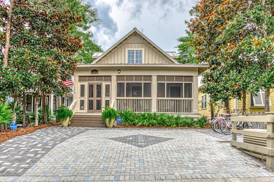 Wonderful home located in a great location within Phase I of WaterColor. Beautiful, well maintained home on a dead end street that backs up to the tennis center, so you have privacy in your backyard. Easy walk to Seaside. Nice screened front porch and covered back porch areas. Recently painted and tastefully decorated throughout. Master bedroom is on the main level. All bedrooms en suite. The home has not been on a rental program. Currently sleeps 12. Room dimensions are approximate.