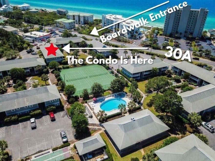 Fully Furnished, Turn Key with $45K Annual Gross Rental Revenue History. Beautifully Updated, Light & Bright, Coastal Chic in the Heart of Seagrove Beach. Sleeps 5. Located directly on Scenic Hwy 30A. A thoughtful design makes this condo live larger than its square footage with open concept living and dining, a comfortable bedroom suite, and a balcony overlooking a lush & peaceful community green. Beachwood Villas is an established and sought-after community with two tennis courts, two swimming pools, a playground, grilling areas and deeded public beach access directly across the street. Walk or bike to multiple restaurants, shops, activities, and the neighboring communities of Seaside and WaterColor. Voted US Best Beach 2020 with 18 miles of bike trails the entire length of 30A.