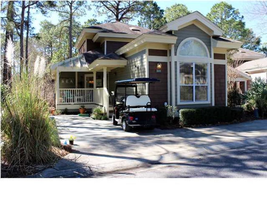 OPPORTUNITY KNOCKS! Baypine cottages RARELY come on the market. This home is beautifully furnished with Decorator style & finished with bamboo wood floors & granite counter tops. A wonderfully private floor plan; two 1st floor bedrooms (including the Master Bedroom) and a large private Suite upstairs that opens to a large deck offering year round sunsets & water views. Nine foot ceilings, a massive screened porch and a NEWLY PAVED Driveway! This home has it all. The neighborhood is perfectly positioned; just a short walk to the Village of Baytowne Wharf, the marina & the Tennis Center, or a quick bike, golf cart or tram ride to the beach. ONE MORE THING TO CONSIDER...The Association Fees are very reasonable in Baypine, as compared to other rental-capable cottage home neighborhoods
