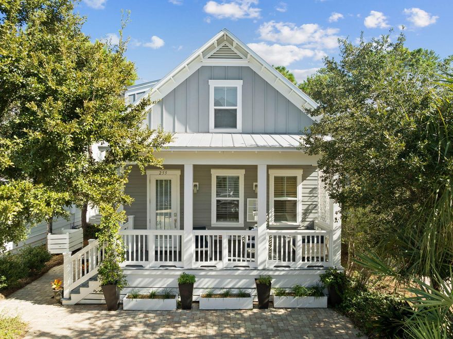 Discover your serene coastal retreat in the charming community of Highland Parks on 30A. This delightful 3-bedroom, 3-bathroom home offers 1,756 square feet of well-appointed living space.  Step inside to find hardwood floors throughout, creating a warm and inviting atmosphere.The heart of the home is the large open dining/living space with tons of natural light.   The main floor hosts the primary ensuite, complete with plantation shutters, offering a peaceful sanctuary for relaxation. Step out onto the large front porch to enjoy your morning coffee or unwind in the private backyard.  The wooded back yard opens up to the nature preserve providing privacy with steps to the Long Leaf Bike/Walking Trail which is only a 10 min. walk to Blue Mountain Beach Access. Highland Parks amenities are only a few steps away which includes a resort style (heated) pool, hot tub, firepit, outdoor kitchen, and a 4-story tower for watching sunset over the gulf.   This home has never been on the short term rental program, however, it is perfect for investment and/or full time living.   This home offers a perfect blend of comfort, convenience, and natural beauty, making it the ideal coastal escape.