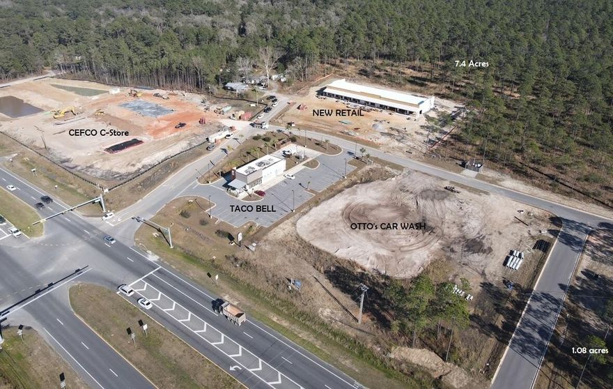 7.4 Acres east of Taco Bell, Available Land for Purchase / Development known as Marquis Crossings in Freeport FL. This commercial subdivision is located at the SE corner of Highway 331 & Marquis Way at the new traffic signal servicing the Publix Shopping Center. This site is -1/4 mile south of the intersection of Highway 20 & Highway 331with a hard corner that has recently been sold to Taco Bell. Other retail synergy in the market consist of Publix, McDonalds, Dairy Queen, Waffle House, Florida First Bank, Hungry Howies, Ace Hardware and others.