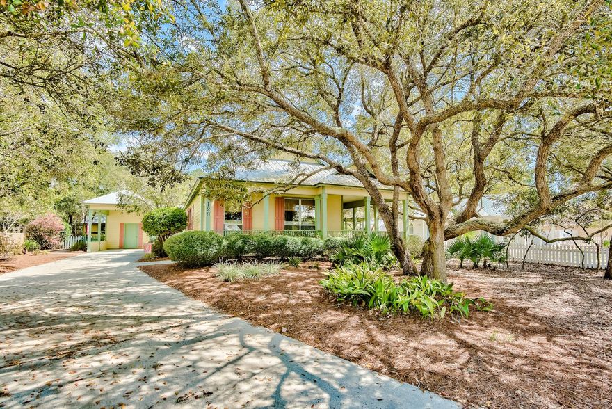 This charming beach cottage in located within the sought after Seabreeze East community. The open floor plan features a generous sized living area and updated kitchen complete with new appliances, granite countertops, and ample cabinet space. Two guest bedrooms reside on the west side of the residence along with a full bathroom. The main suite features coffered ceilings with wood inlays along with direct access to the back porch. The outdoor area is a true oasis with a screened in porch, pergola, fire pit, and finely manicured grounds. Notable features include custom crown molding, b-board accents, and new paint throughout.