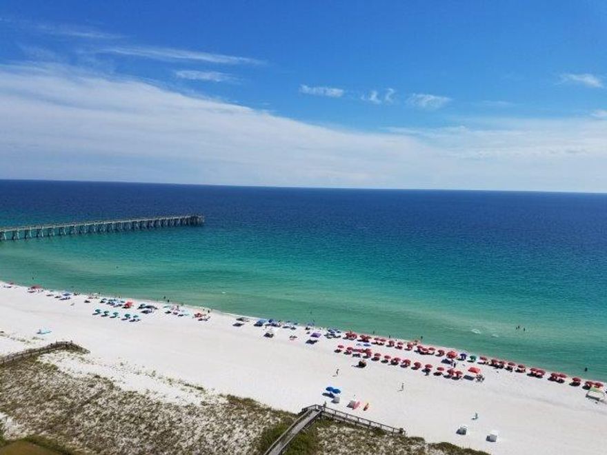 Newly listed 8th floor 3br/3ba East View ''C'' residence is a must see with it's tasteful Coastal Cottage dcor that sparkles and breath taking views. There is no comparison to the trend setting architecture, the spaciousness, the privacy, and the multiple exposures to the Gulf creating a life style like no other. This development is famous for its private entry ways, circular terraces, and Master bath spas overlooking the Gulf. Amenities include Covered parking, Olympic size swimming pool, clay tennis courts, fitness room and social center with a full kitchen for parties and entertaining. This unit has never been rented and is as pristine as the sugar white beaches of Navarre.