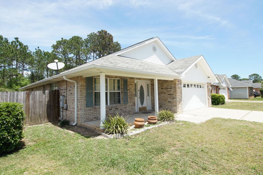 New 30-year dimensional shingle roof going on in the next few weeks! Located in the Emerald Village subdivision, this brick home features 3 bedrooms, 2 bathrooms, and 1,924 square feet. The home has been updated to include plank tile flooring, some newer light fixtures, HVAC system (approx. 2015), and hot water heater (approx. 2018). The kitchen features vaulted ceilings and stainless-steel appliances- French door refrigerator with icemaker, slide in stove, and dishwasher. The peninsula breakfast bar seats four to five. The living room is spacious with cathedral ceilings and large windows. There is a front living space that can be utilized as a formal dining room or additional living room or office. The primary bedroom is large and features a walk-in closet an