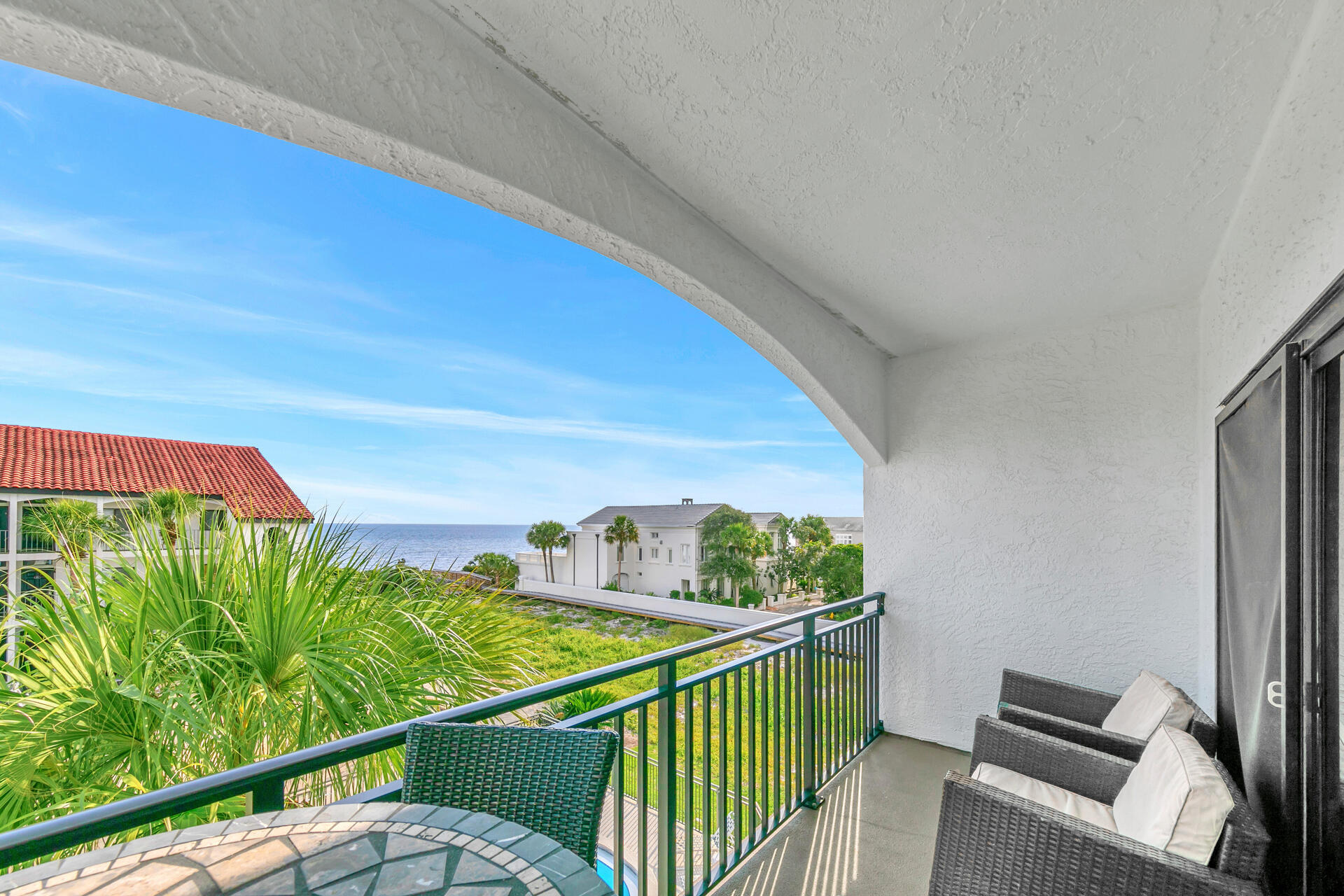 A jewel in sought-after Palms at Seagrove on Highway 30-A in which building B is situated at a 20 ft elevation so flooding is not an issue! A quaint 1 bedroom with bunks that affords 6 people to sleep is the perfect beach getaway on the 3rd floor and all windows Gulf facing are hurricane rated. This charming condo has been beautifully renovated from top to bottom including quartz countertops, stainless steel appliances, built in bunk beds, and much more! Sit back on your balcony and soak in the sun and enjoy the Gulf breezes and view of the Gulf of Mexico just steps from your front door. This condo conveys with a seasoned rental history for the future owner to easily take over. Enjoy the many amenities of The Palms including: a swimming pool, deeded beach access, outdoor showers, and ample parking! Walk to shopping and fine dining from your condo or jump on your bike and enjoy the 30A bike path and everything the area has to offer.