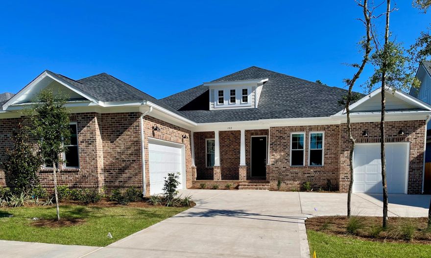 Spacious,  New home in Deer Moss Creek, Phase 2.  One story, 3051  s.f.,  5 bedrooms, 3.5 baths with a family and a dining room/flex room. 3 car garage.  Home will have no building behind it! White shaker cabinets , quartz counter lops and LVP flooring in the main areas and tile in the wet spaces.  Large screened in back porch and tankless hot water heater.  Rare  3 car garage . Minutes from Eglin AFB, Duke Field and 7SFG.  15 minutes to the shopping, restaurants and sugar white sands of Destin, FL.  A + rated  Niceville, public schools. Deer Moss Creek is a planned mixed use community.  Pool, club house and 1/2 basketball court will be built in Phase 2.  Natural walking paths through out the community.