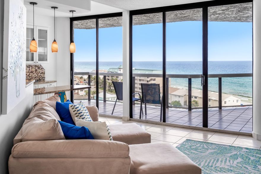 1096 Scenic Gulf Drive, Unit 805 & 805A is a rare opportunity for you to own your Favorite Destin-ation private beach condo residence, vacation getaway, or rental property in a PRIME location within Miramar Beach/east end Destin and Old 98. This 2 master bedrooms/2 bath plus twin bunk beds includes an open, upgraded granite kitchen and baths with spectacular panoramic views of the Gulf of Mexico and east to Sandestin, Seaside/30A, and to Panama City Beach. This home has been fully upgraded and kept in immaculate condition. There is a large balcony overlooking the beach and gulf, and resort-size pool and deck area from the entry, living room/dining room, kitchen, and both bedrooms.