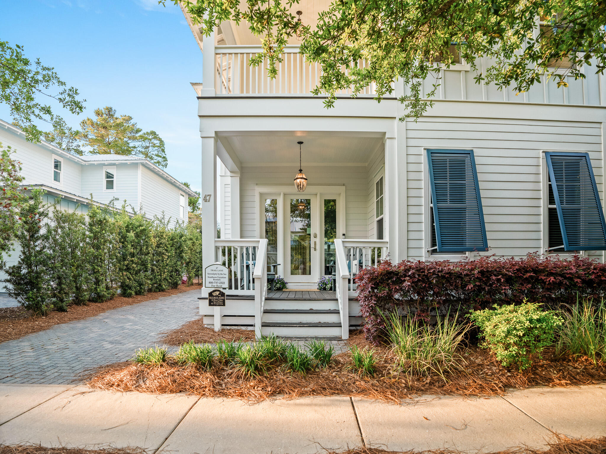 Situated on a peaceful cul-de-sac in the desirable Greenway Park neighborhood of Seagrove Beach, this stunning home is surrounded by picturesque oak trees, offering both privacy and natural beauty. Boasting 4 generously sized bedrooms, 3.5 bathrooms, and 2,412 square feet of meticulously designed living space, this residence is crafted with masterful construction and attention to detail. Offered fully furnished with custom pieces, this home is ready for immediate enjoyment. Located just moments from Seagrove's newest beach access at Eastern Lake Road and the exciting Greenway Station, where some of 30A's most popular dining and shopping options are found, this home is perfectly positioned for a lifestyle of ease and convenience. Inside, you'll find hardwood floors, custom cabinetry, quartz countertops, a gas range, and luxurious tiled bathrooms with frameless glass shower doors. The downstairs Master Suite includes a King bed, while the upstairs Master Suite offers a second King bed. Additional bedrooms feature one with bunk beds and another with a full bed. The home is finished with hardwood and tile flooring, and a durable metal roof, ensuring lasting quality. Outdoor spaces include covered balconies and porches, perfect for relaxation or entertaining, and an outdoor shower to rinse off after those family beach days. The home is just steps away from the community pool.
Designed for effortless entertaining, the open-concept living space flows seamlessly to the outdoor summer kitchen, featuring a new grill, outdoor fans, chandelier, wet bar, and cozy fire pit. The home includes two Master Suites, soaring ceilings, abundant natural light, and elegant designer lighting throughout. Whether you're looking for a family home, vacation retreat, or investment property, this residence offers unmatched versatility. The neighborhood also provides a resort-style community pool, a gazebo, and walking trails for your enjoyment.