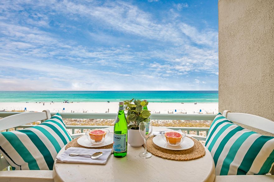 Step into the soothing rhythm of the surf from this beautifully updated one-bedroom, two-bath condominium perched along the Gulf. Positioned on the third floor -- yet elevated as if on the fourth -- this Pelican Isle residence delivers front-row views of emerald waters, white sand, and endless skies from its private balcony. Inside, a bright and breezy coastal palette frames a thoughtfully designed layout that comfortably accommodates six guests. The master suite features a king bed and private bath, while built-in hallway bunks and a queen sleeper sofa offer additional space for family or friends. Recent upgrades include new quartz kitchen countertops, a stainless sink and faucet, porcelain wood plank flooring, fresh paint, LED TVs, a commercial-grade sleeper sofa, and brand-new appliances - oven, microwave, and refrigerator - all completed in 2025. A 2022 HVAC update and front-load washer and dryer add comfort and efficiency. Gather for home-cooked meals in the fully equipped kitchen or dine alfresco as waves roll ashore. Resort-style amenities elevate every stay, with a beachfront pool and hot tub, fitness center, grilling area, and direct boardwalk access to the beach. Owners and guests can also enjoy golf, dolphin cruises, snorkeling, beach service, and more, creating a true coastal escape that invites both relaxation and adventure.

Whether you're seeking a lucrative rental investment or your own seaside retreat, this turnkey condominium captures the carefree spirit and beauty of the Emerald Coast at its best.