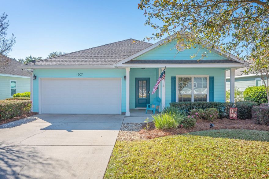 One of the LARGEST lots in the most centrally located neighborhood in Hammock Bay is within a short distance to ALL amenities (TENNIS,BASKETBALL, DISC GOLF,BASEBALL FIELDS,KIDS PARK, and PICKLEBALL COURTS, 3 resort style SWIMMING POOLS, 2 FITNESS CENTERS) as well as the newest middle school in the TOP 10 ranked Walton County School District! You'll also be within a short distance of Hammock Bay Dental, Props Brewery and The Hammock Bay General Store.This Schooner Landing ROOMY coastal cottage, is a meticulously maintained 3 bedroom, 1 BONUS ROOM, 2 full bath, single story charmer. You'll love the open and airy floor plan combining modern elegance with cozy living.  Upgrades in the kitchen include a beautiful BACKSPLASH which complements the GRANITE countertops. All bedrooms are equipped with ceiling fans and the AC has a REME-HALO filter installed to CLEAN THE AIR OF GREMS AND DUST.  The large master suite has a spacious walk-in closet and luxurious bath boasting a relaxing TUB and WALK_IN shower as well as DOUBLE sinks with GRANITE countertops. Additionally, a BONUS room can be used as an office, craft room or extra sleeping for guests.
As you step out the back door, onto the inviting, newly RESURFACED deck you'll find a large back yard which backs up to a deeded Conservancy Easement, adding to the peaceful setting.  Enjoy a cup of coffee on this beautiful, shaded deck or build a fire in fire pit to enjoy s'mores or maybe a glass of wine, creating many cherished memories.  
All appliances except the washer/dryer convey to include the 3 televisions.  SELLER WILL PAY 1 YEAR HOME WARRANTY. Buyer to verify all information deemed necessary. 