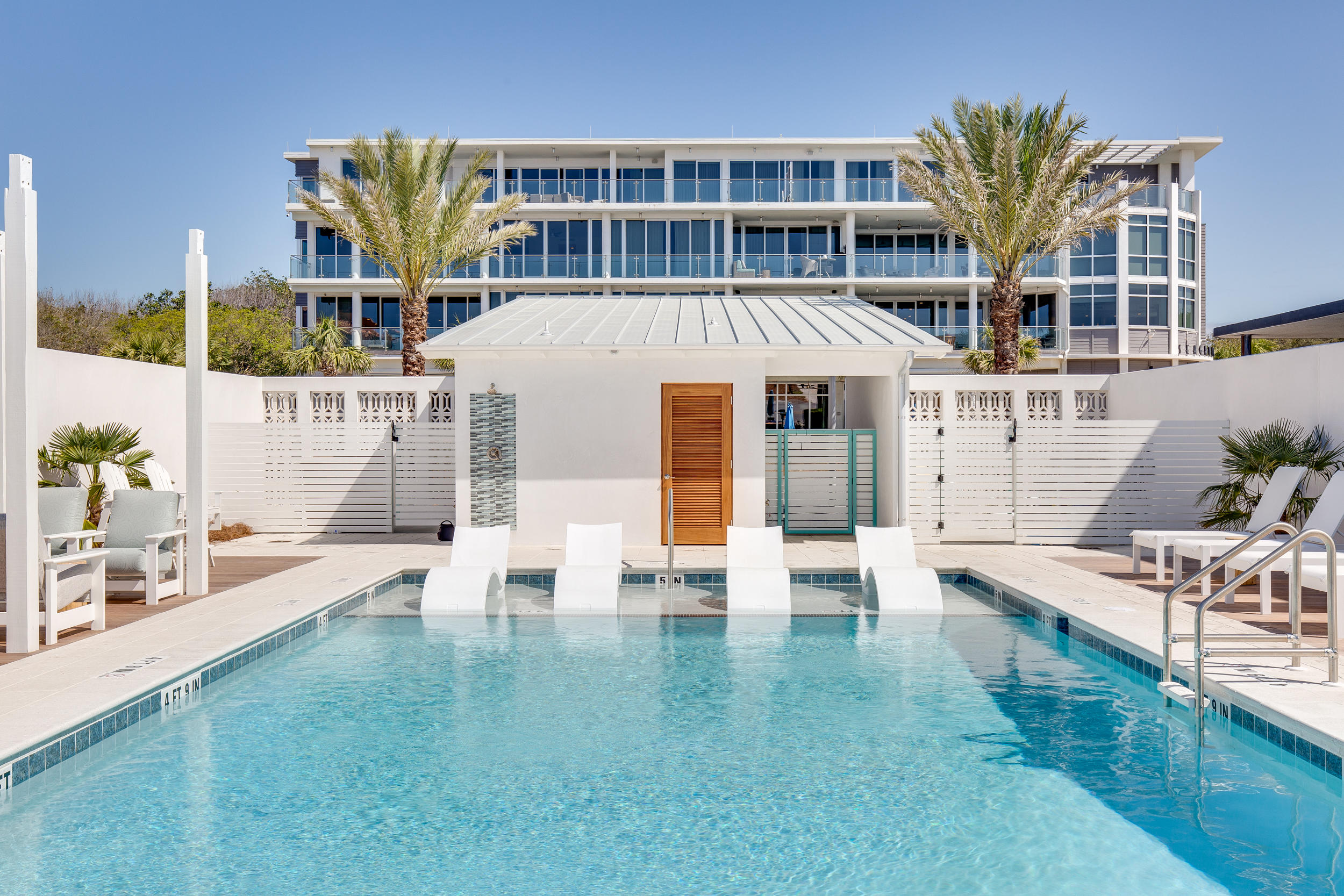 Stunning clean design + gorgeous Gulf views.  Gulf Front Pool Now Complete!  This third floor west corner residence offers a spacious and open living area, massive balcony overlooking 30A and the Gulf, 3 large bedrooms each with their own private bathroom and a full-sized laundry room. Condo will sell furnished and rental ready. This thoughtfully designed floor plan has plenty of room for entertaining friends and family and enjoying the coastal atmosphere from inside or out. An exclusive private beach access, common green space on the Gulfside, and reserved parking spots are just a few of the perks of owning a Viridian Condo. The property is centrally located and is walking/biking distance to shopping, dining and special event
