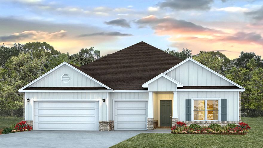 The Camden is a 4 Bed, 3.5 Bath home with a 3 Car Garage.  Home features an expansive great room with a formal dining room and a well-appointed kitchen with a dinette.  The living space overlooks a spacious covered lanai that is perfect for extending entertaining space outdoors. This single-story plan features two bedrooms that share a jack-and-jill full bathroom that are located at the front of the home. A multi-generational living space, bedroom and full bath is located beyond the powder bath and laundry room. The primary bedroom with an ensuite bath is located on the back of the home for privacy, offering beautiful views of the backyard. This home includes quartz counter tops, whirlpool range, microwave, and dishwasher.