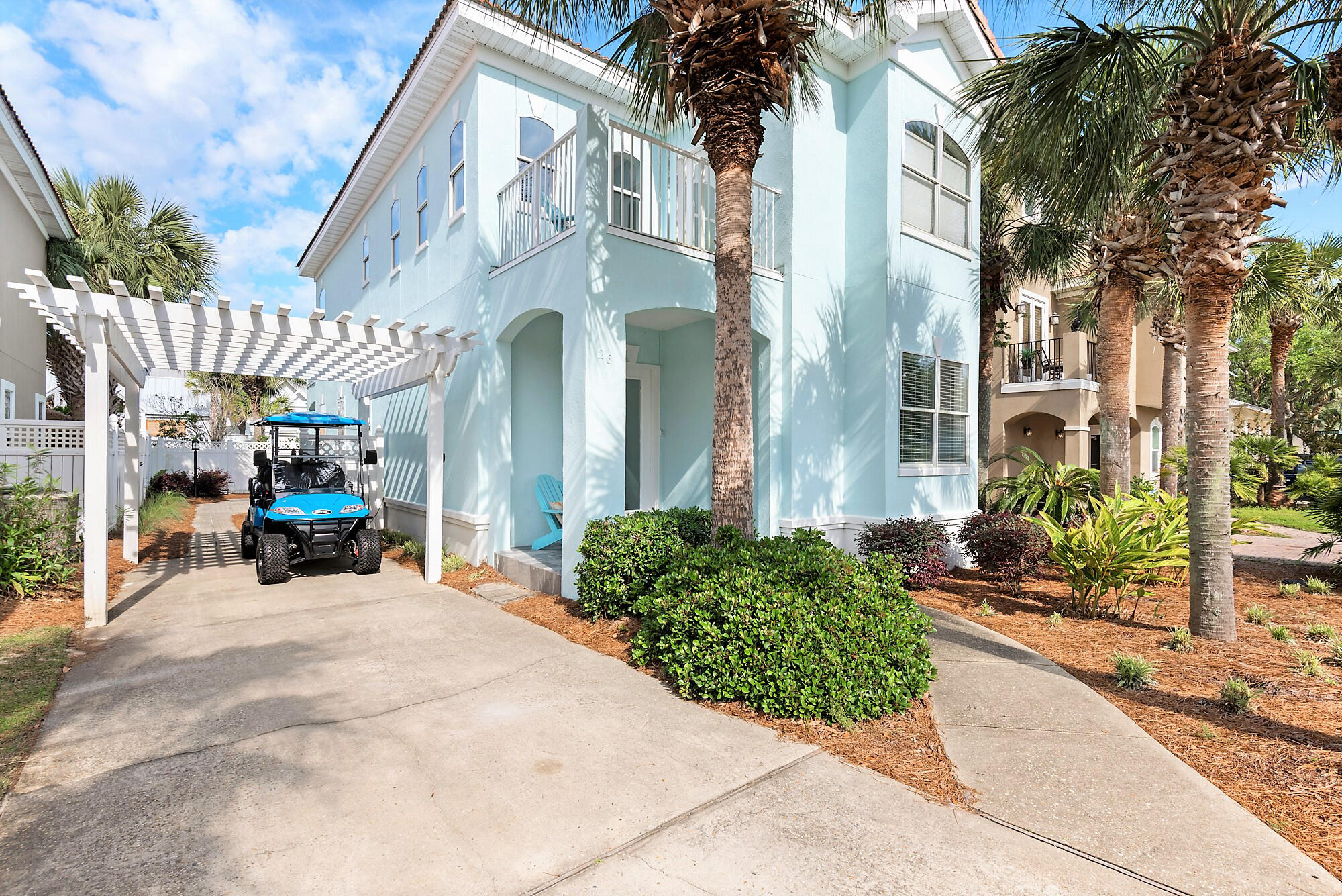 Welcome to 26 Saint Francis, nestled within the exclusive gates of Emerald Waters Village in Miramar Beach. This coastal retreat is a rare gem, offering PRIVATE gated beach access for serene strolls along the sugar-white sands and emerald waters just moments from your doorstep. Spanning 2,025 square feet, this residence is thoughtfully designed to accommodate up to 16 guests, making it an ideal destination for extended family vacations or gatherings with friends.Upon entering, you are greeted by an open-concept first floor, where the living area invites relaxation with its two sleeper sofas, perfect for additional guests. The gourmet kitchen boasts quartz countertops and stainless steel appliances, providing a modern touch to your culinary experiences. Enjoy your meals in the adjacent dining area, and take advantage of the convenience of a full hall bath and laundry facilities on this level. A spacious primary bedroom completes the first floor, offering a tranquil retreat after a day spent on the beach.
The second floor is dedicated to comfort and privacy, featuring three well-appointed bedrooms. The primary suite offers a king bed with an additional sofa bed, complemented by a private bath. A second primary bedroom with a private bath provides an equally luxurious experience. For the younger guests, the bunk room is a haven of fun, featuring a single over double bunk with a trundle and easy access to a full hall bath.
Miramar Beach offers more than just a beautiful coastline; it is also known for its vibrant shopping and dining scene. Enjoy a leisurely day exploring nearby boutiques, indulging in local cuisine, or venturing to the nearby 30A communities for a taste of the area's unique charm and style. With everything so close, you'll find that 26 Saint Francis not only serves as a serene escape but also places you at the heart of one of the most desirable locations on the Emerald Coast.
Every detail at 26 Saint Francis has been carefully curated, from the designer furnishings to the thoughtful layout that seamlessly blends style and functionality. Here, you'll find a coastal haven that embodies the laid-back elegance of Miramar Beach while offering all the comforts of home.