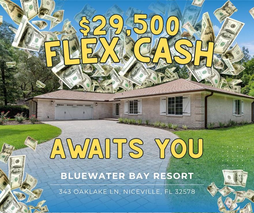 Seller reduced the price & is offering $29,500 in FLEX CASH for interest rate buy down, closing costs, or additional price reduction (with lender approval). This 3 bed, 2 bath, 2,403 sq ft single story brick home sits on a 0.40 acre cul-de-sac lot in Bluewater Bay Resort in Niceville, FL which allows a pool or pool house (see Okaloosa County Land Development Code). Extensively updated 2019-2024 w/hurricane impact windows, new roof, Trane HVAC/ducts, copper wiring, spray foam insulation, hurricane rated garage door, & more. Features quartzite counters, solid maple cabinets, vaulted ceilings, gas fireplace, Florida room, huge screened porch, & paver drive. Enjoy the Bluewater Bay lifestyle with marina, golf, tennis, pickleball, pools, waterfront dining, & minutes to Emerald Coast beaches