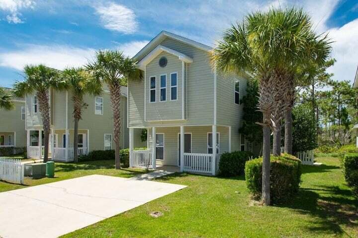 Florida Cottage, 3 Bedroom, 2.5 bath with a Master on the 1st floor. Open concept & main level kitchen, dining and den, spacious and bright. The Community offers a large pool & lawn maintenance covered by the HOA. Convenient location, a mile away is Sacred Heart Hospital, Restaurants, Publix, & Retail Shopping. Take the Golf cart over for a movie at the Grand or scoot over to 30A just 3 miles away. Located minutes to Top Sail State park, Golf courses and THE BEAUTIFUL beaches of South Walton.