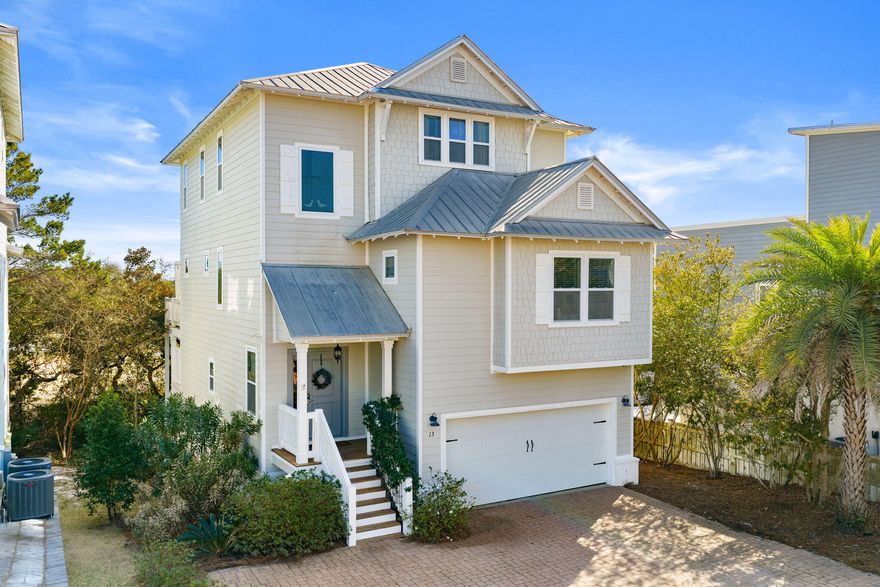 OPEN HOUSE THIS SATURDAY, 3/7, FROM 11AM TO 3PM. Tucked away in the sought-after Inlet Heights community of Inlet Beach, this beautifully appointed 3-story, 4 bedroom coastal retreat offers the perfect blend of luxury, location, and lifestyle. Just a short distance from the sugar-white sands of the Gulf, this home is ideally positioned for enjoying everything along Scenic Highway 30A.Designed for both relaxation and entertaining, the home features multiple levels of decks and a private fire pit area, perfect for gathering with friends and family after a day at the beach. From the third-story balcony, enjoy stunning water views of the Gulf, creating the ideal setting for morning coffee or sunset evenings. Inside, the thoughtfully designed layout offers hardwood floors throughout the main living areas, a spacious great room, and an open dining area that flows seamlessly for entertaining.

The first level includes two guest bedrooms and a laundry room, offering privacy and convenience for guests. The second floor features an additional bedroom and full bath, while the third floor is dedicated to an oversized primary suite complete with an office nook, his-and-her vanities, a large soaking tub, and a beautifully tiled walk-in shower.

Additional highlights include a 2-car garage, paver roads and driveways, and the home is being sold fully furnished, making it truly move-in or rental ready.

Residents of Inlet Heights enjoy exceptional amenities including a community pool, community room, and a dock overlooking Lake Powell. The location also allows for an easy walk or bike ride to 30Avenue, Rosemary Beach, and nearby public beach access, placing dining, shopping, and the beach all within reach.