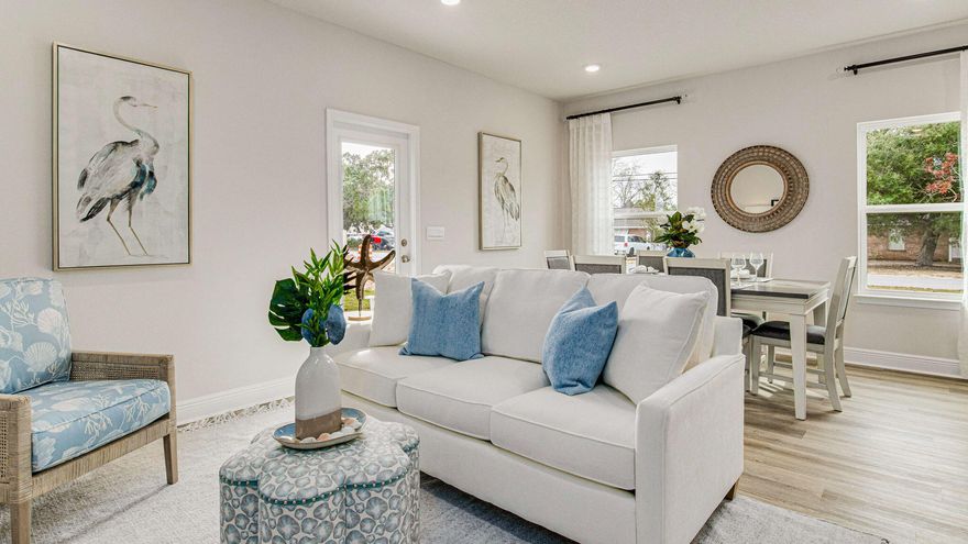 Welcome to your dream coastal retreat! Nestled in an ideal location across from the Gulf Breeze Zoo, Soundview Point Villas is only a short drive from the pristine beaches of Pensacola and Navarre. This New Townhome community will feature a gorgeous community pool, cabana, playground, and have streetlights. The Palm End Unit is a 2-story townhome that boasts 3 bedrooms, 2.5 baths with an open design that is perfect for entertaining. The kitchen is presented with an extra window, quartz countertops, a large island bar, pantry and all stainless-steel appliances offering style and functionality. Bedroom 1 is located on the second floor with a spacious walk-in closet and a beautiful adjoining bath. Interior features also include EVP flooring with frieze carpet in the bedrooms.