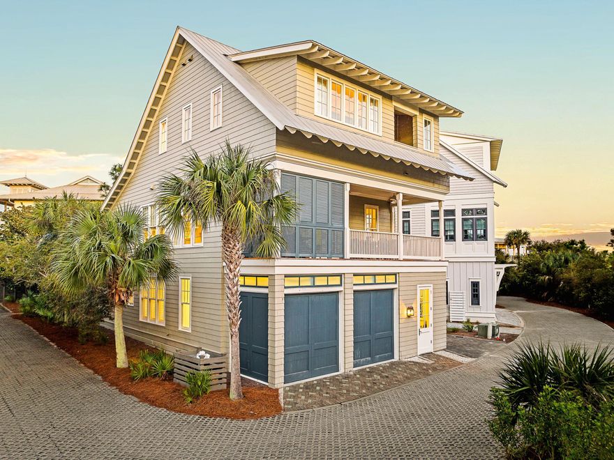 Just three lots from the Gulf, 105 Park Row Lane offers panoramic Gulf views and direct access to the newly reimagined WaterColor Beach Club. Nestled along coveted Park Row and bordered by untouched national forest, the home pairs coastal luxury with rare natural seclusion. Recently refreshed with new paint, furnishings, and decor, this residence is completely turn-key. The thoughtful three-level layout features four spacious bedrooms plus a sleeper sofa, ensuring comfort and privacy for all. Expansive balconies on the second and third floors showcase sweeping Gulf views in one direction and serene forest vistas in the other--perfect for morning coffee or sunset evenings. The main living area is filled with natural light and designed for gathering, with vaulted ceilings, custom millwork, and designer lighting. The chef's kitchen is appointed with marble countertops, high-end stainless appliances, and a large island that flows seamlessly into the dining and living areas. Just outside, the second-floor balcony extends the living space with a family-sized dining table and a cozy hanging bed. Located steps from the Beach Club and the Gulf, this home presents a rare opportunity in one of WaterColor's most sought-after streets. With strong rental potential and an unbeatable blend of convenience, privacy, and refined coastal living, 105 Park Row Lane is a turnkey retreat ready to be enjoyed.