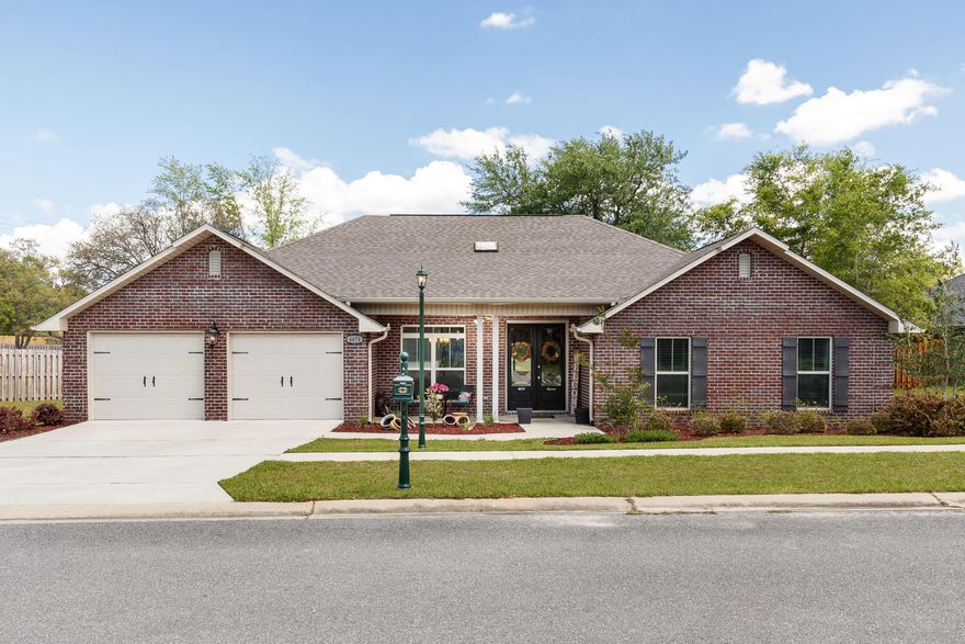 South Crestview stunner in a gated community! Chanan Estates is one of the Southern most neighborhoods in Crestview, w/commute time to Duke Field/7SFG of 10 mins (Eglin AFB 20 mins). This home sits on a beautiful 1/3 acre lot, w/pond view to the rear. Inviting front porch opens up to a wide foyer, w/formal dining room to the left and flex/playroom to the right. Living space is open to a fantastic kitchen, w/countertop seating, granite countertops, and beautiful cream cabinetry. All 4 bedrooms are on the 1st floor, w/a large bonus room on the 2nd floor. Master bathroom area includes garden soaking tub, dual vanities, separate standalone shower, and large walk-in closet. Both guest baths are FULL baths. Covered back patio overlooks a peaceful backyard. 30 minutes to the beaches of Destin!