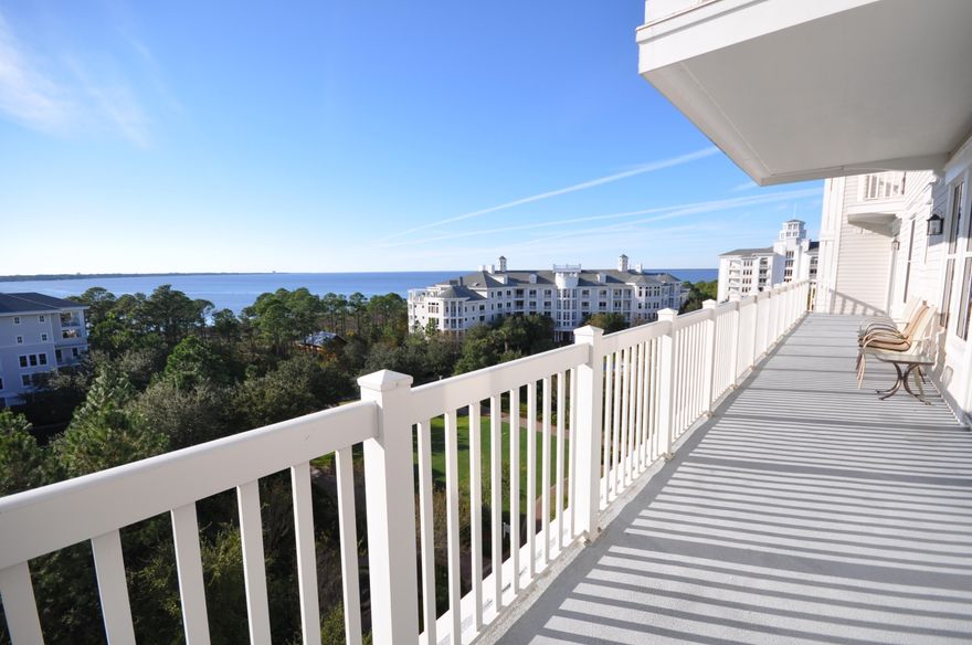 What a beautiful bayfront view from your Penthouse Level 3 Bed / 3 Bath home located in the heart of the Village of Baytowne Wharf. You will have the best sunset views from one of the few 70 foot bay front balconies in The Grand Sandestin. Features include: crown molding, large living & dining areas, wet-bar, custom window treatments, 20'' tile throughout, granite countertops, mahogany cabinets, hand-carved wood double entrance doors and stainless GE Profile Series appliances. This special Penthouse floor plan has dual Master Suites with access to the balcony. The Grand Sandestin is a rental capable luxury condominium featuring Grand Gardens and Fountains, heated Oasis Pool, fitness center, Ballyhoo Bar, gift shop, covered parking, valet service, on-site concierge and check in.