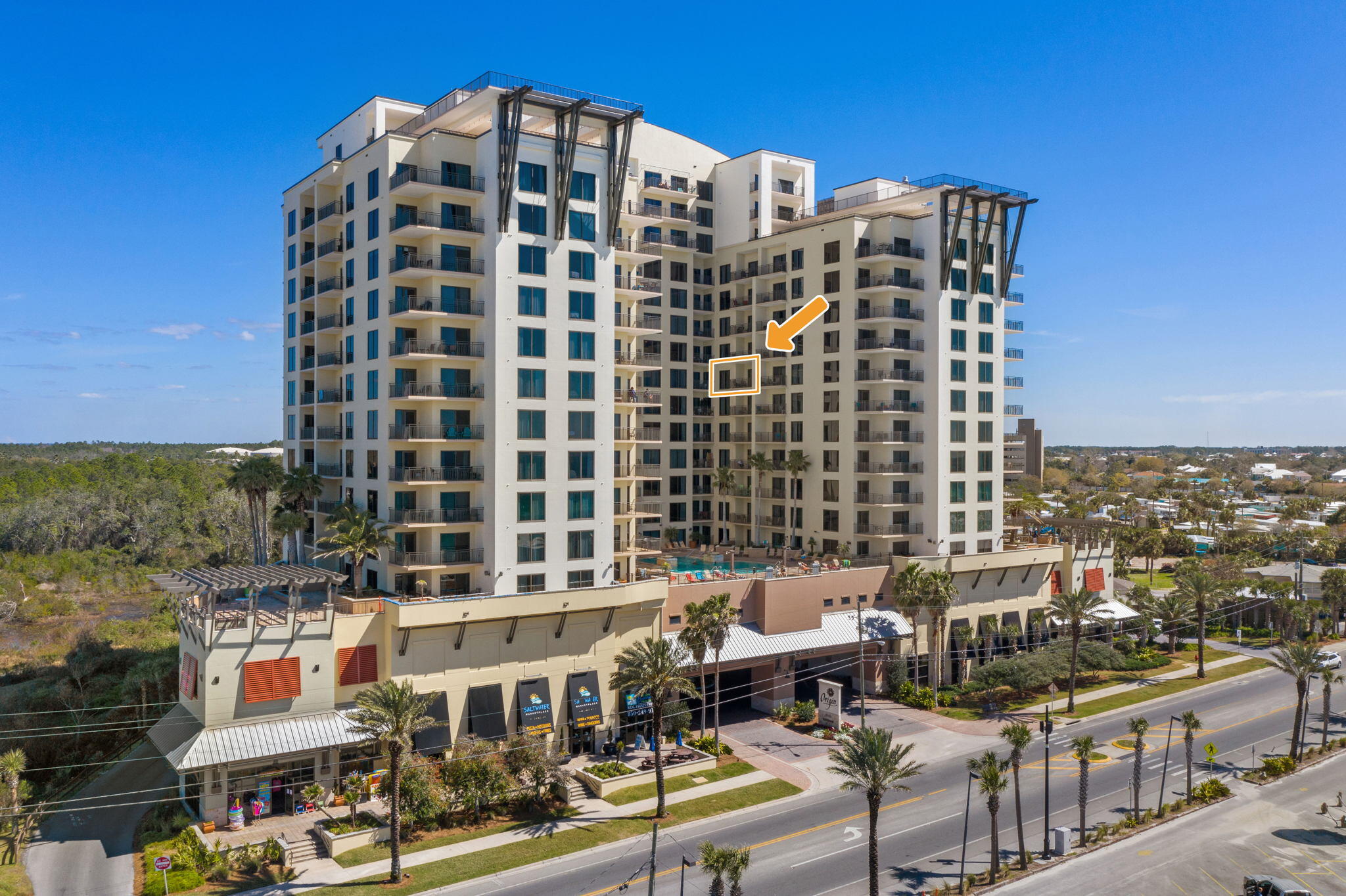 Your Florida dream life begins at Origin at Seahaven, one of the best managed and striking condominium buildings along the Gulf coast! Bask in the sun's glow and take in the gorgeous vistas from your master bedroom, living room, and balcony! This fantastic one bedroom has been completely modernized with new furniture, decor, window treatments, paint and flooring! There's a full kitchen with granite breakfast bar, solid wood kitchen cabinetry and separate laundry closet. At entry you'll love the open concept living and dining area leading to your private balcony overlooking the Grand Pool Terrace, and the glistening emerald waters of the Gulf. You'll love the amenities here at Origin to include the 25 seat Bamboo Theatre, 15th floor observation decks, BBQ grill areas with seating, inhouse