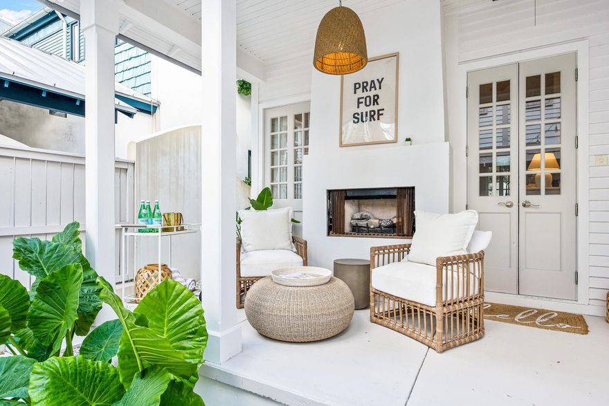 Welcome to your dream cozy cottage! 33 Atticus Lane is a gorgeous cottage home located in the heart of iconic Rosemary Beach. As you approach the home, you will be greeted by a charming front porch fronting a serene walking path. Step inside to the beautifully designer furnished kitchen and dining spaces complete with a large kitchen island, updated stainless appliances, and light bright coastal finishes. These spaces seamlessly blend with the inviting living room complete with a gorgeous focal point fireplace. Step outside to your private outdoor courtyard separating the two-car garage/carriage house from the main home. This outdoor oasis features a sparkling pool, outdoor shower, and covered patio with a cozy outdoor fireplace. Head upstairs to the second floor which boasts two bedrooms - a primary King suite with private bathroom, guest bedroom, as well as a bunk area. You will also find an additional shared bathroom with a shower/tub combo. The carriage house provides an additional expansive King guest suite featuring a kitchenette, separated tv watching space, and an updated bathroom complete with a spacious glass-front, double-rain head shower, and large dual-sink vanity. Hop on your beach cruiser or walk over to the town square to explore the world-class local dining, shopping, and entertainment options in Rosemary, 30Ave, and Alys Beach, or stroll over to the infamous white sand beaches less than a half mile away! Homeowners and guests can also enjoy four beautiful community pools. Don't miss out on this gorgeous Rosemary Beach cottage with nearly 200k of proven annual rental potential! 